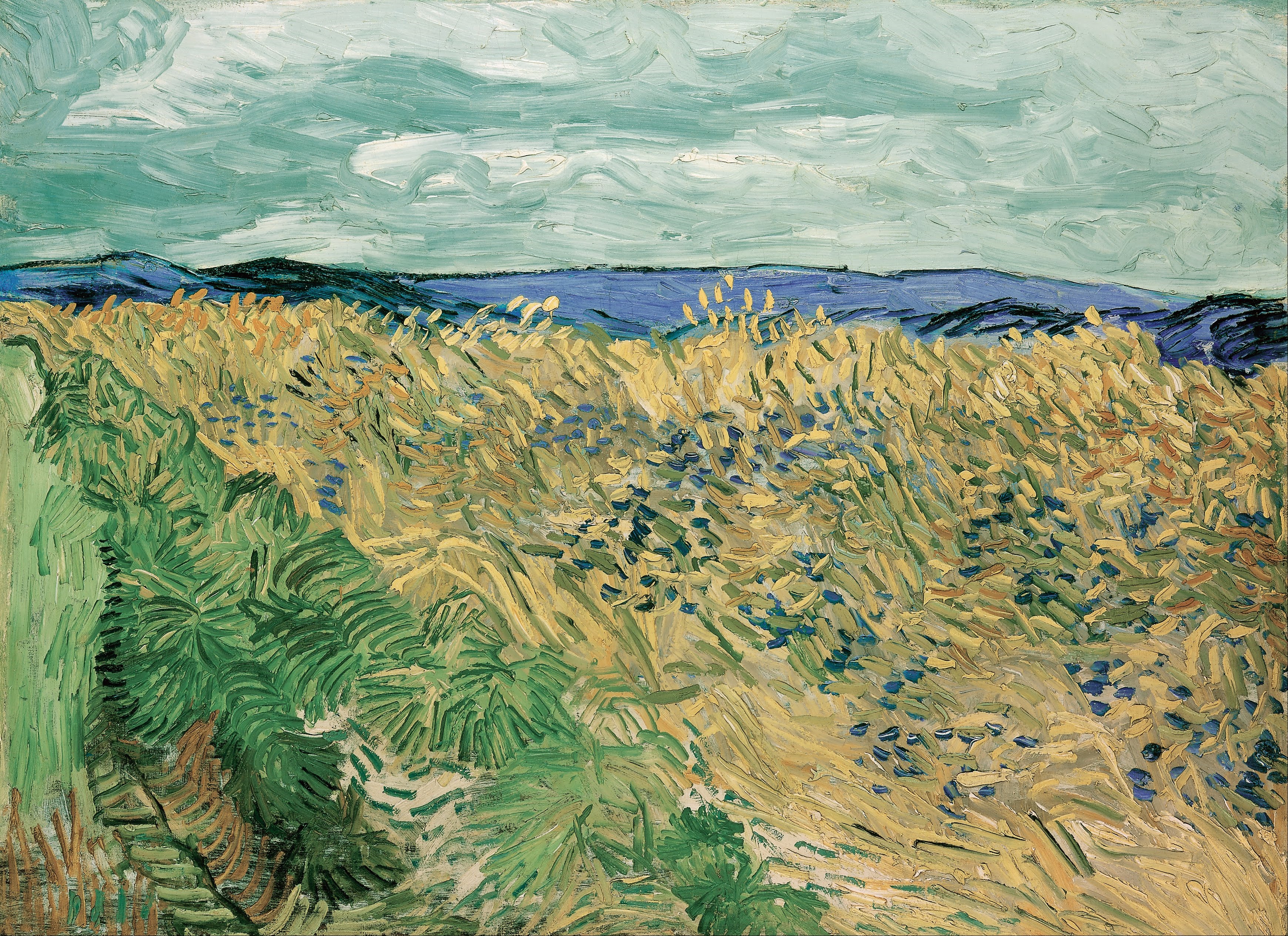 Wheat Field with Cornflowers, 1890-07, by Vincent van Gogh