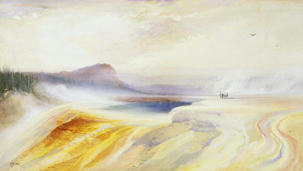 Great Blue Spring of the Lower Geyser Basin, Firehole River, Yellowstone by Thomas Moran