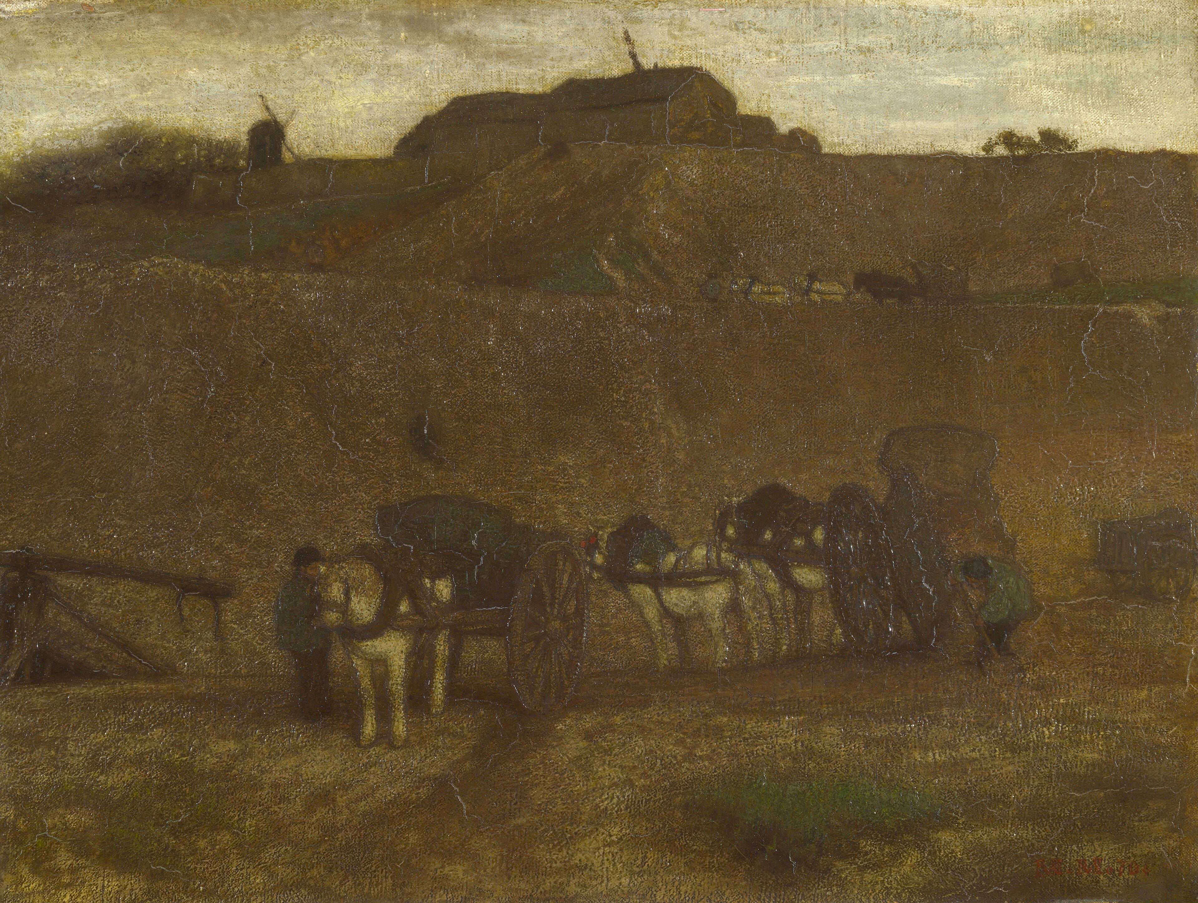 Men unloading Carts, Montmartre by Matthijs Maris