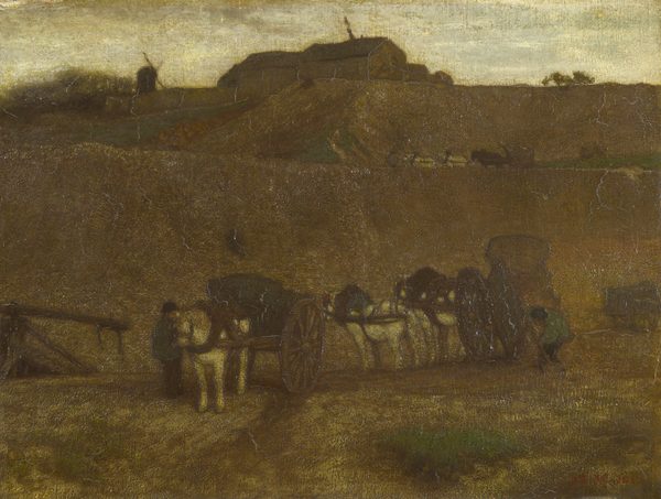 Men unloading Carts, Montmartre by Matthijs Maris