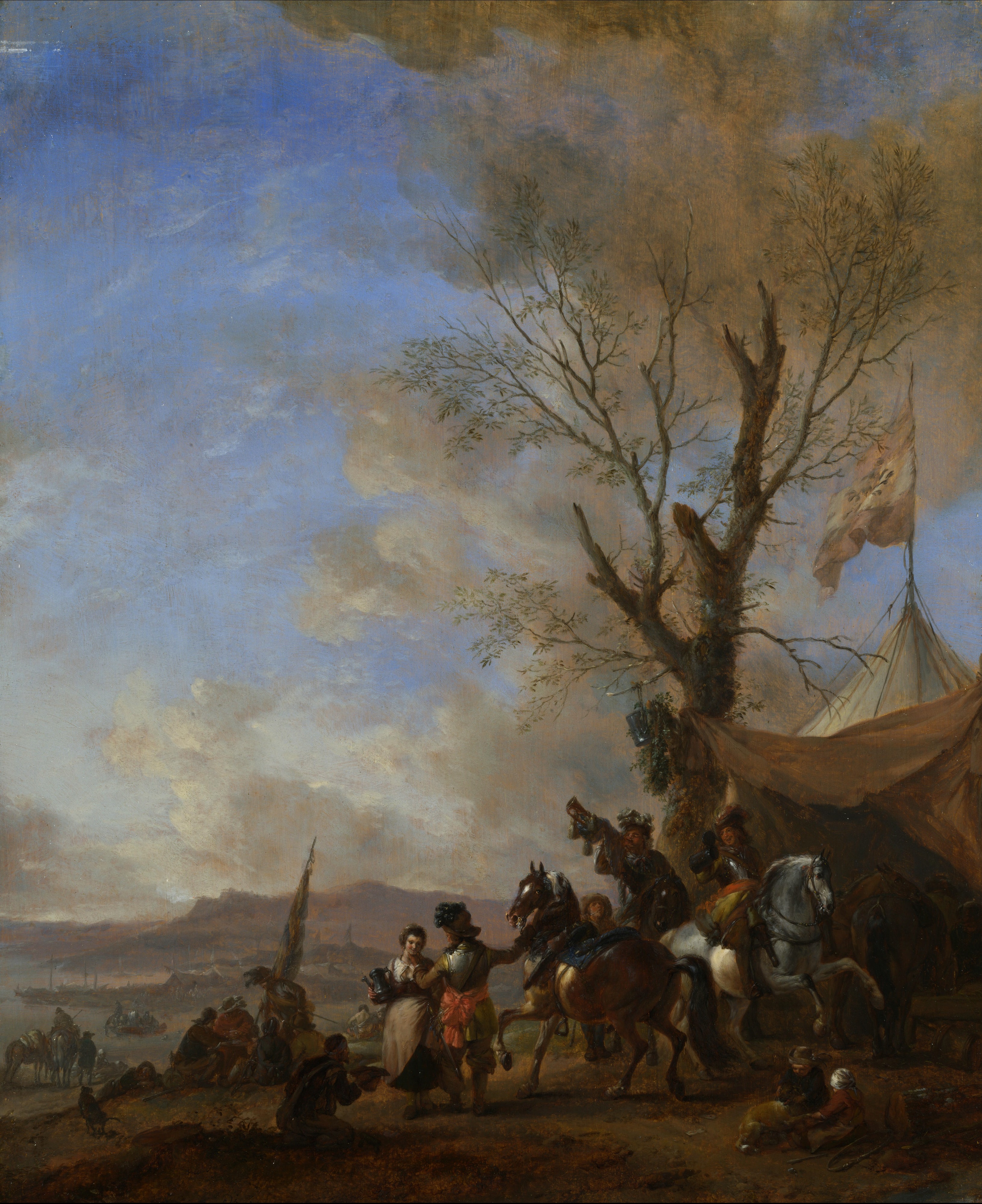 Cavalrymen halted at a Sutler's Booth by Philips Wouwerman