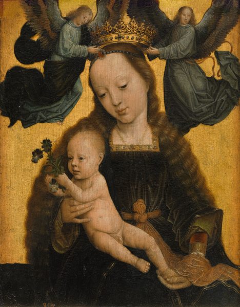 The Virgin and Child crowned by two Angels by Gerard David