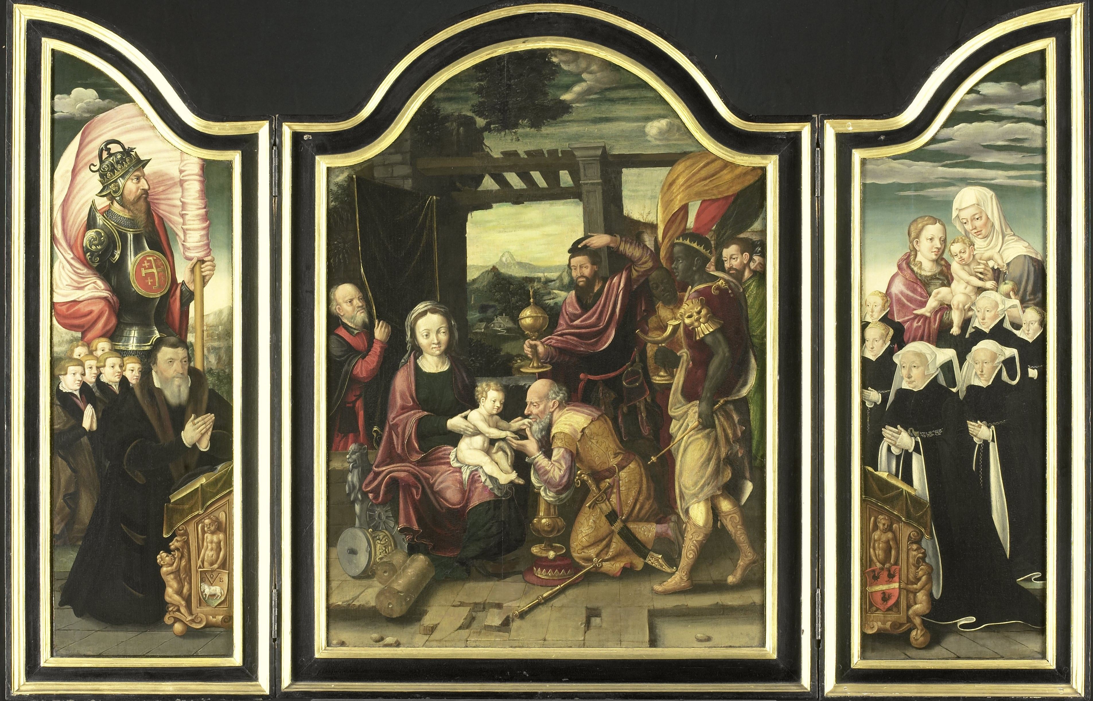 Drieluik met de aanbidding der koningen by Bartholomaeus Bruyn the Elder