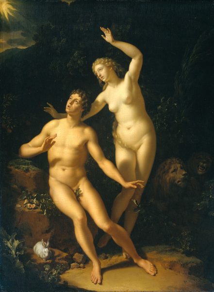 God roept Adam en Eva ter verantwoording by Adriaen van der Werff
