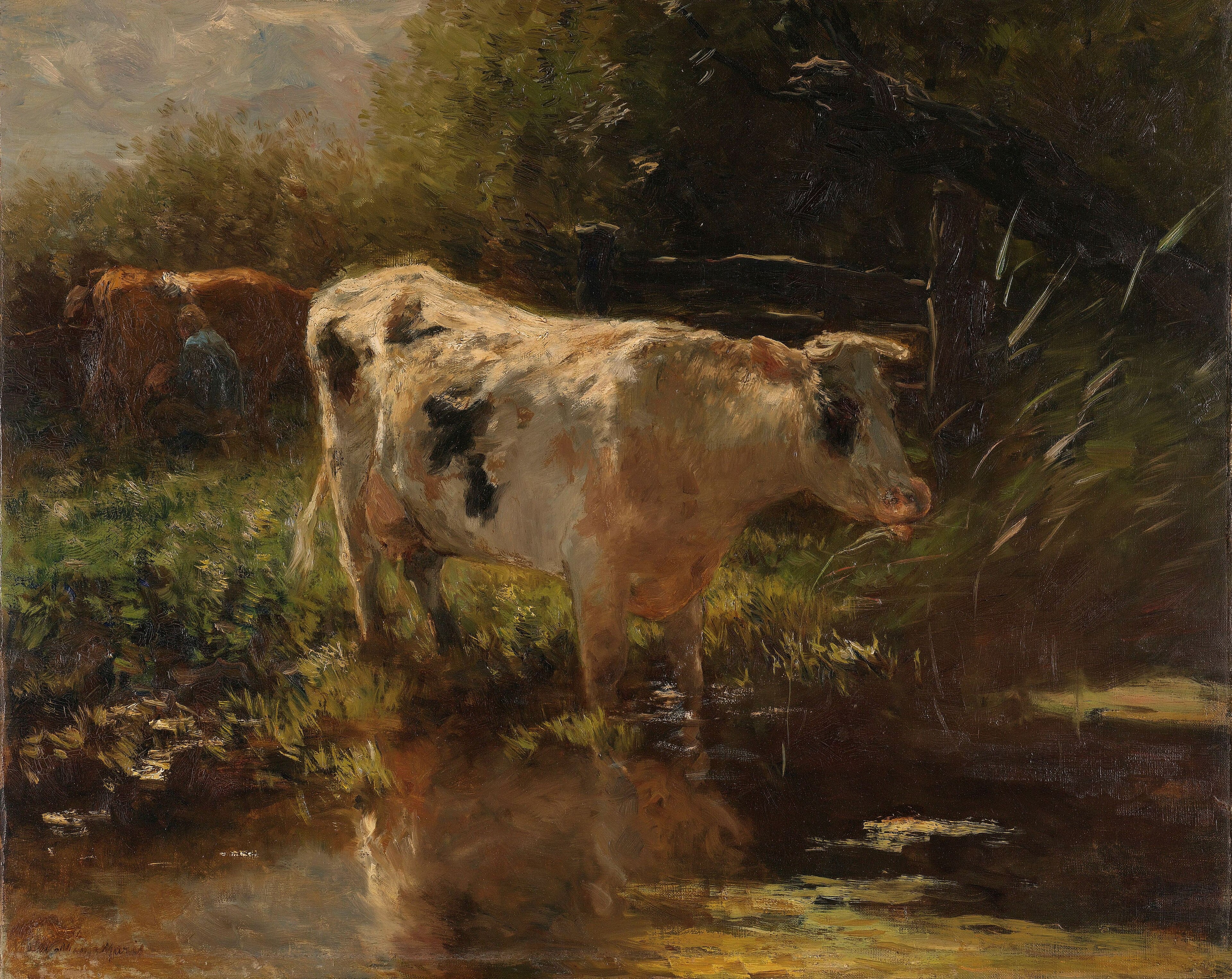 Koe aan de slootkant by Willem Maris