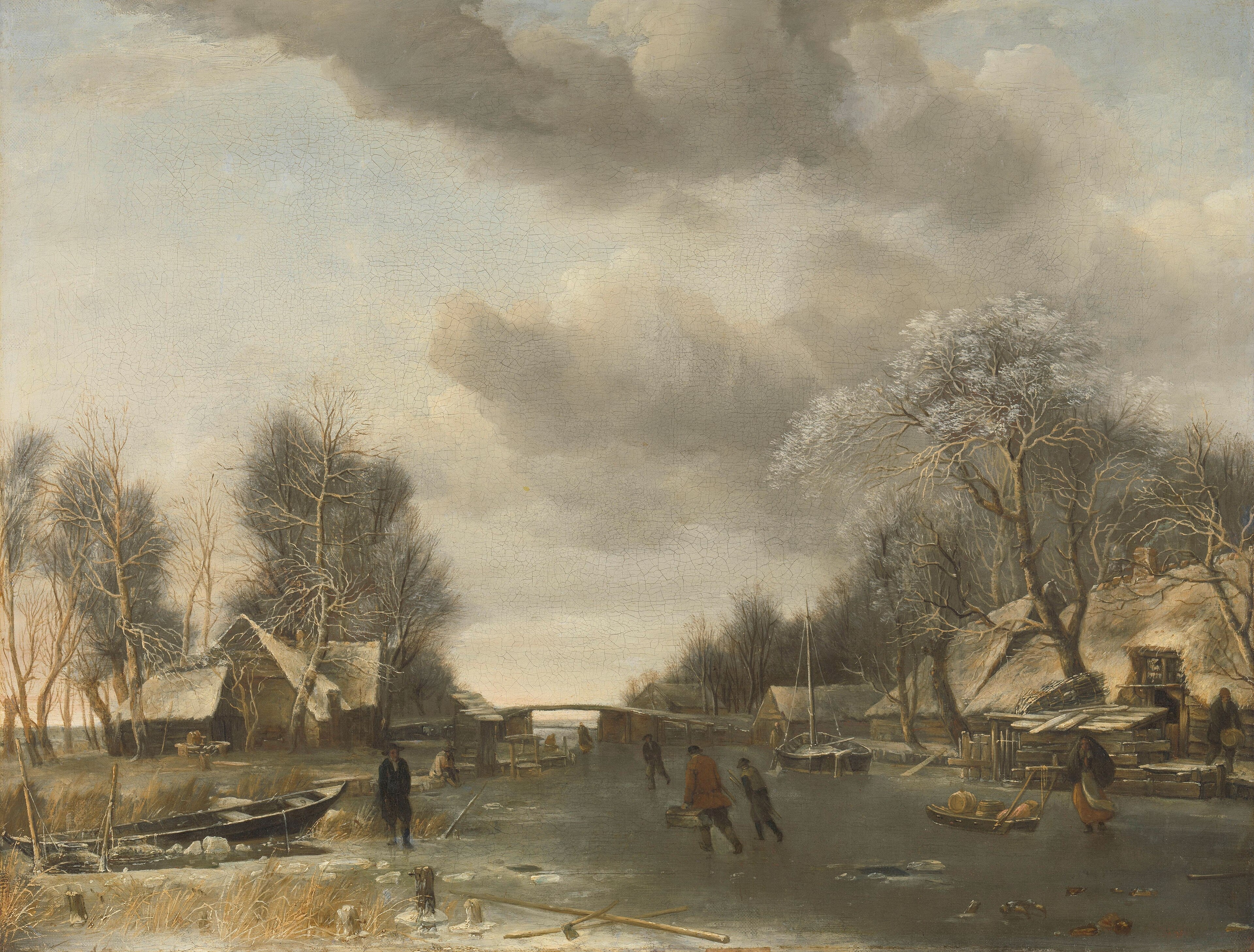 Wintergezicht by Jan van de Cappelle