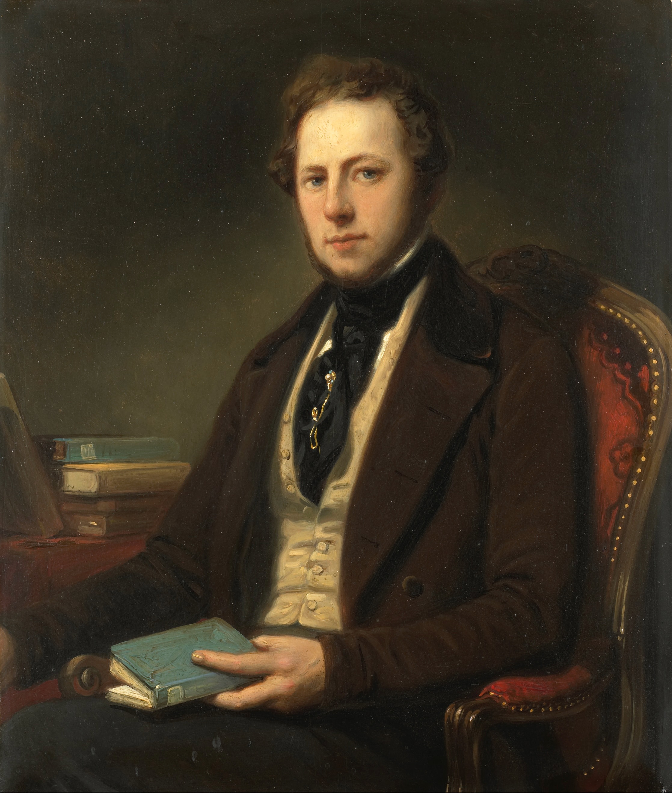 Portret van een man, misschien Petrus Augustus de Genestet (1829-61), dichter by Nicolaas Pieneman