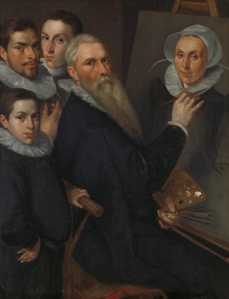 Self-portrait van de schilder met zijn gezin by Jacob Willemsz Delff