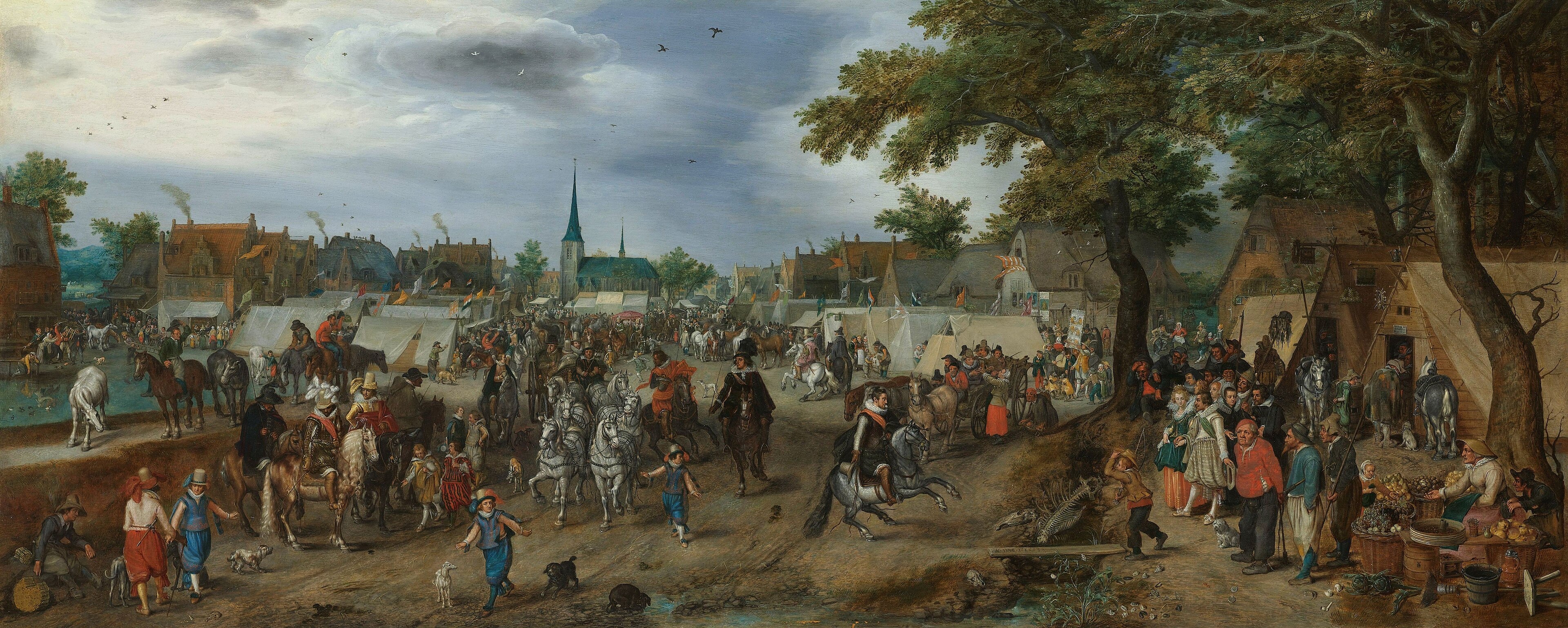 Prins Maurits en Frederik Hendrik op de paardenmarkt van Valkenburg by Adriaen Pietersz. van de Venne