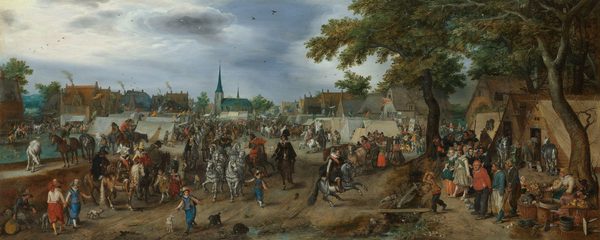 Prins Maurits en Frederik Hendrik op de paardenmarkt van Valkenburg by Adriaen Pietersz. van de Venne