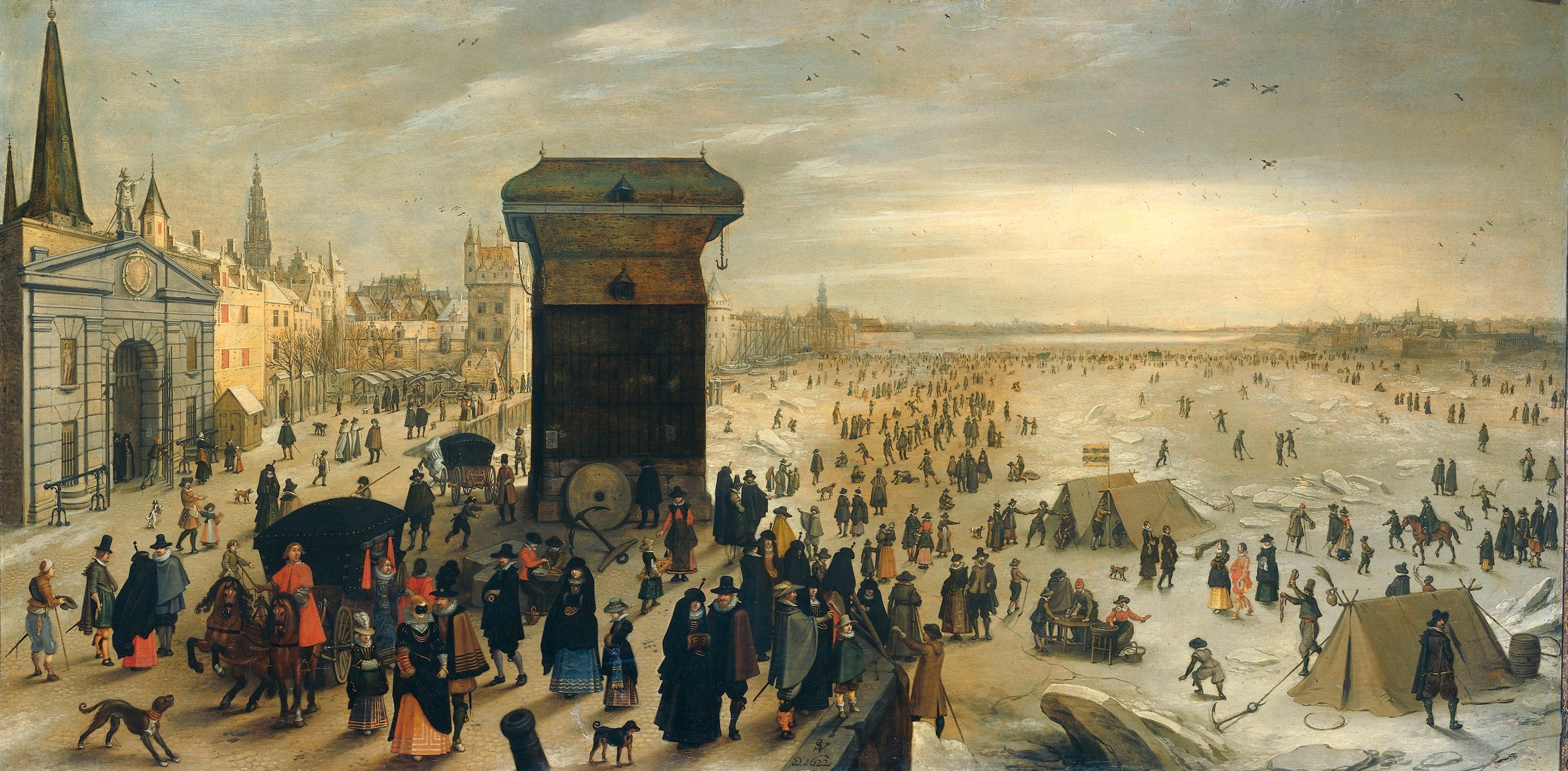 Ice pleasure on the city dig (or The Kranenhoofd on the Scheldt, Antwerp; or Winter Pastime on the Scheldt in Antwerp) by Sebastiaen Vrancx