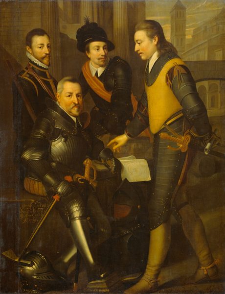 Groepsportret van de vier broers van Willem I, prins van Oranje: de graven van Nassau Jan (1536-1606), Hendrik (1550-74), Adolf (1540-68) en Lodewijk (1538-74) by Anonymous Unknown author