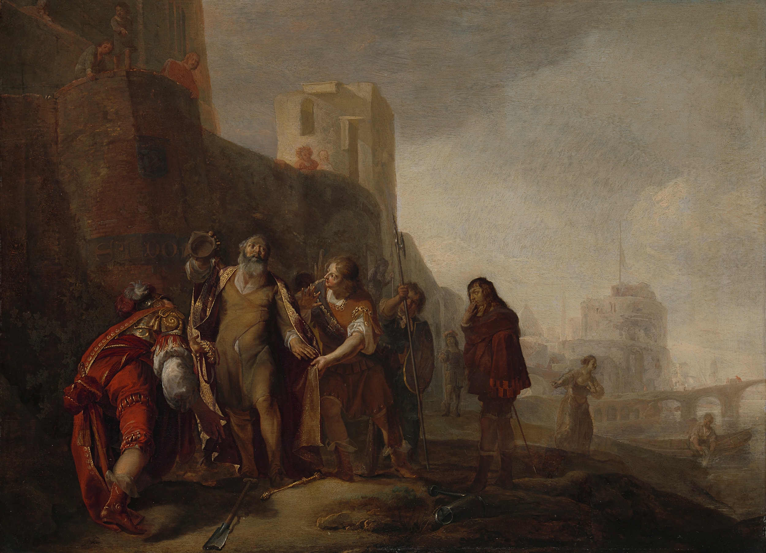 De gezanten van Alexander de Grote bekleden de tuinman Abdalonymos met de insigniën der koningswaardigheid van Sidon by Nikolaus Knüpfer