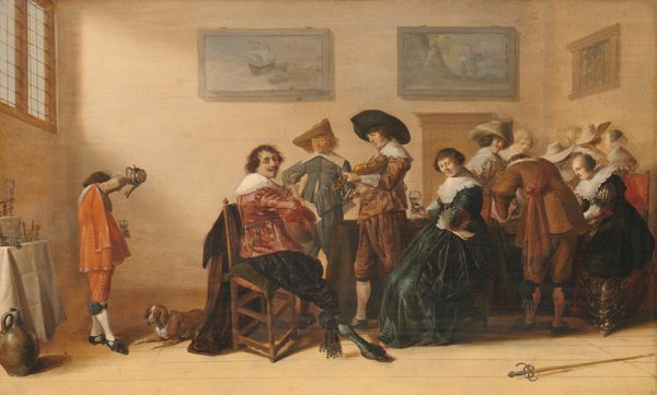 Vrolijk gezelschap in een kamer by Anthonie Palamedesz.