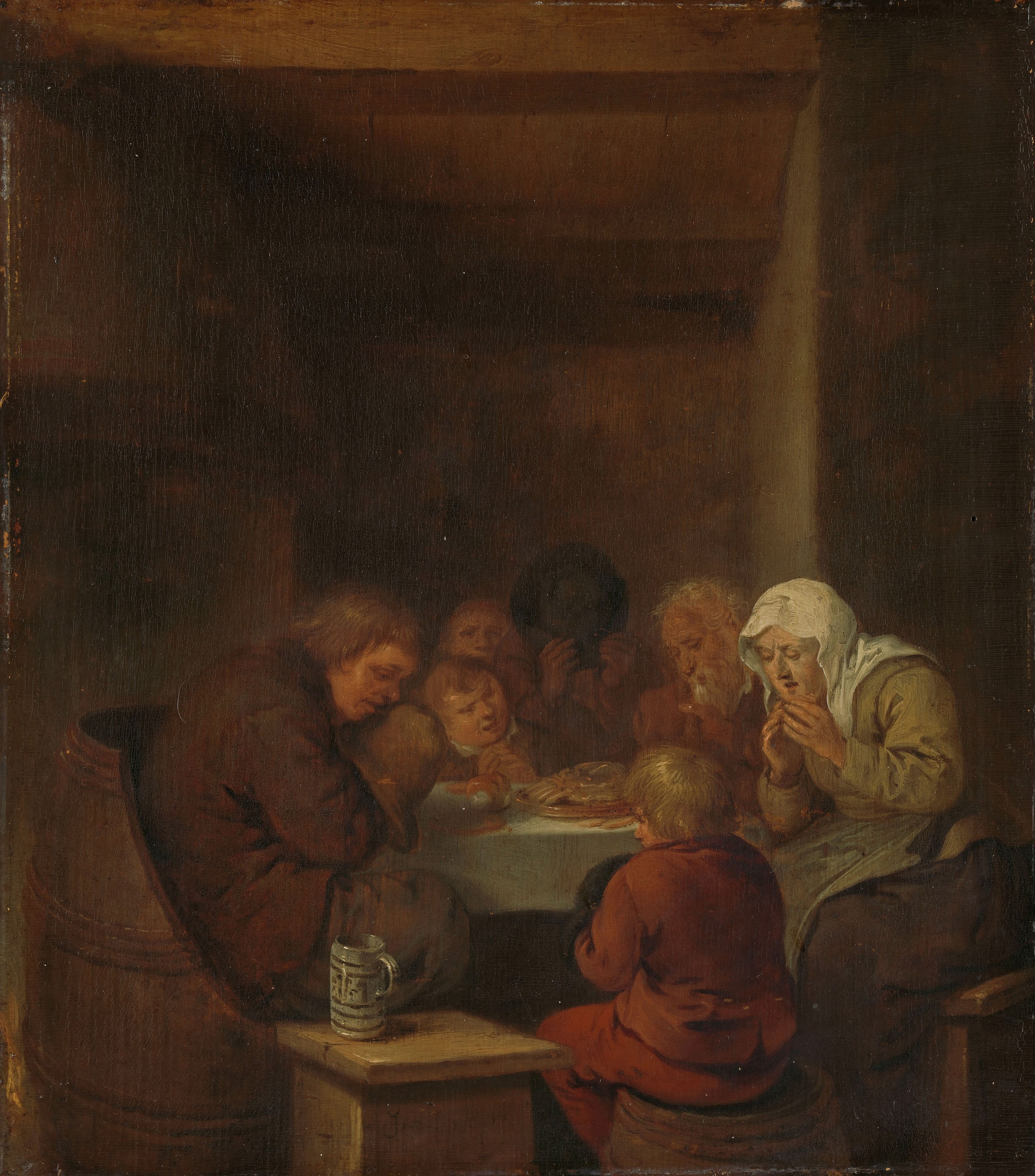 Het gebed voor de maaltijd by Jan Miense Molenaer