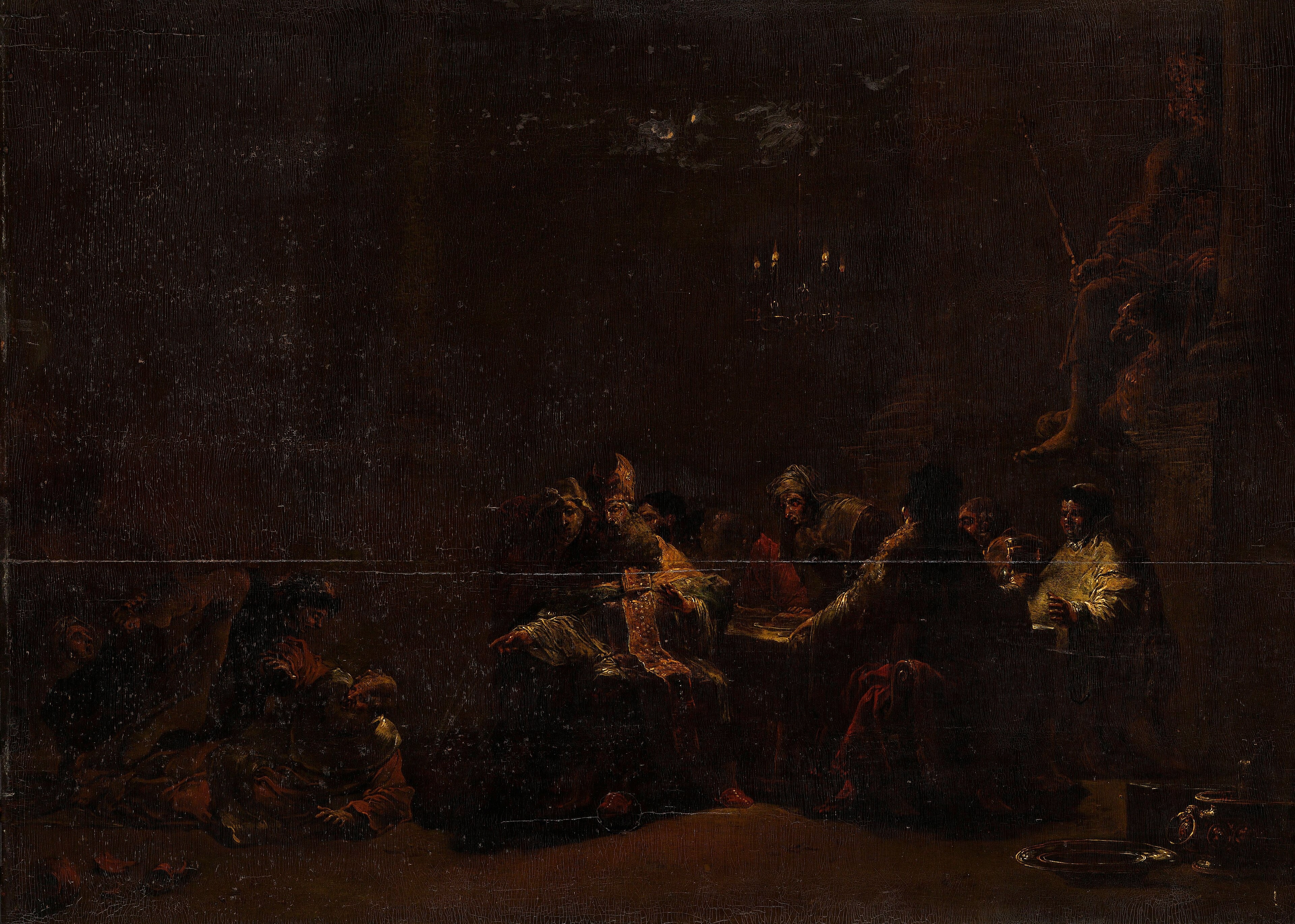 Pashur slaat Jeremia in de tempel by Leonaert Bramer