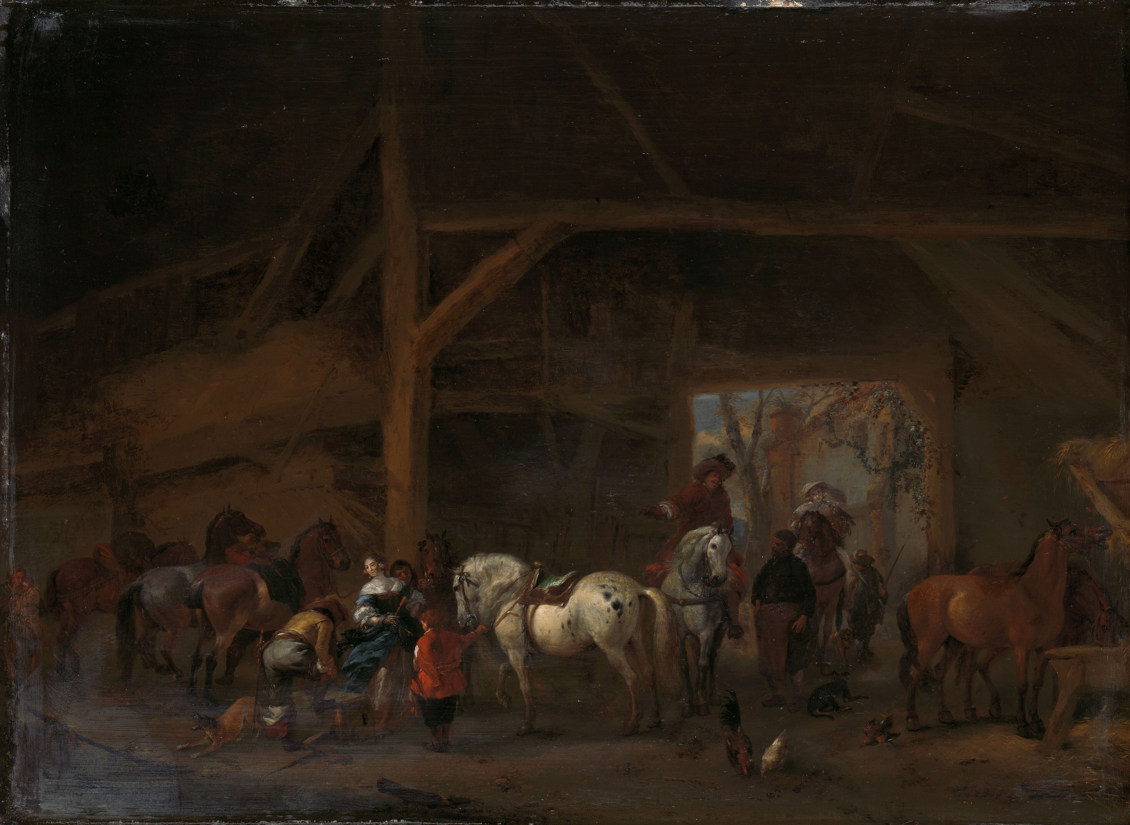 Een paardenstal by Philips Wouwerman