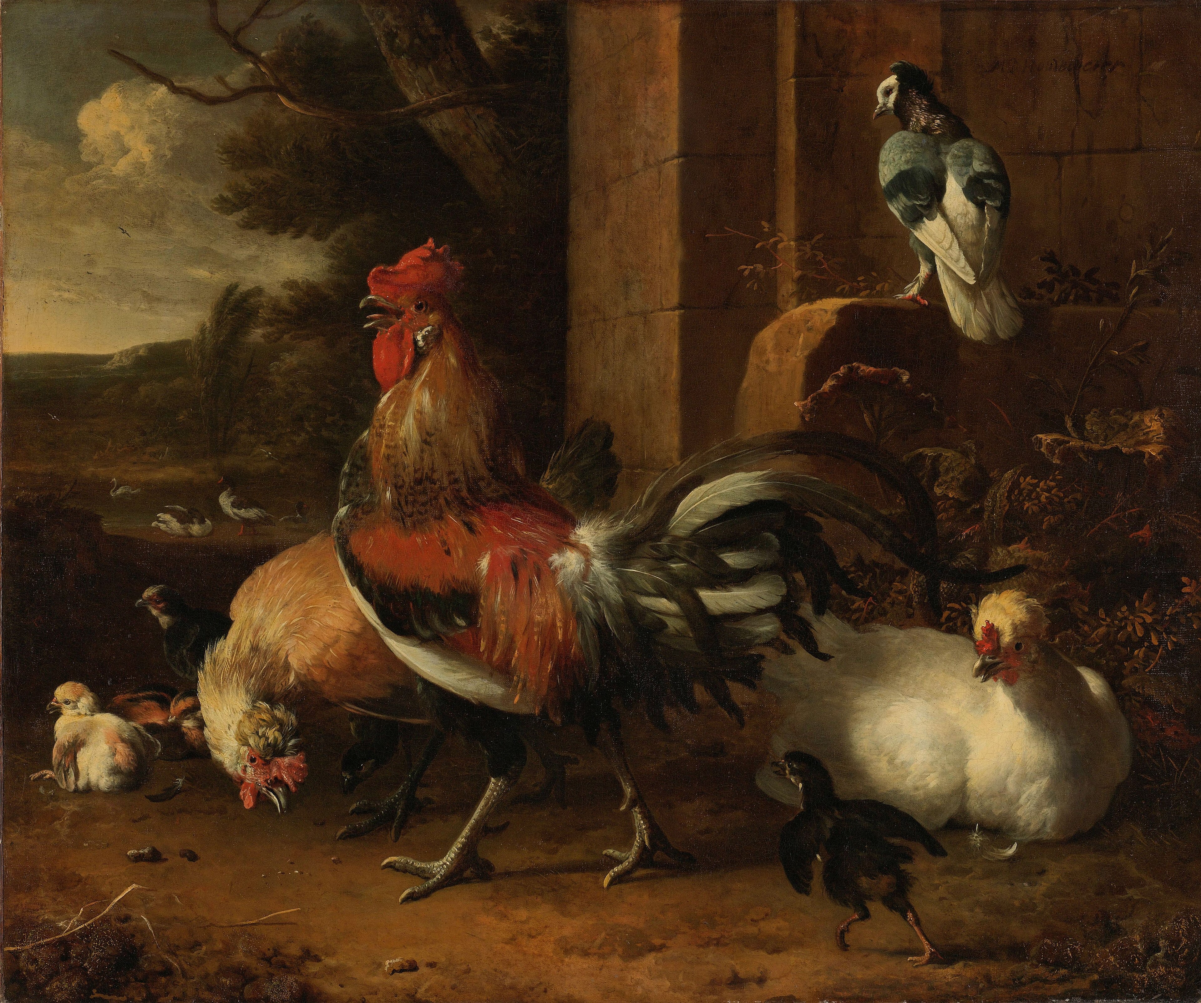 Hoenderhof by Melchior d' Hondecoeter