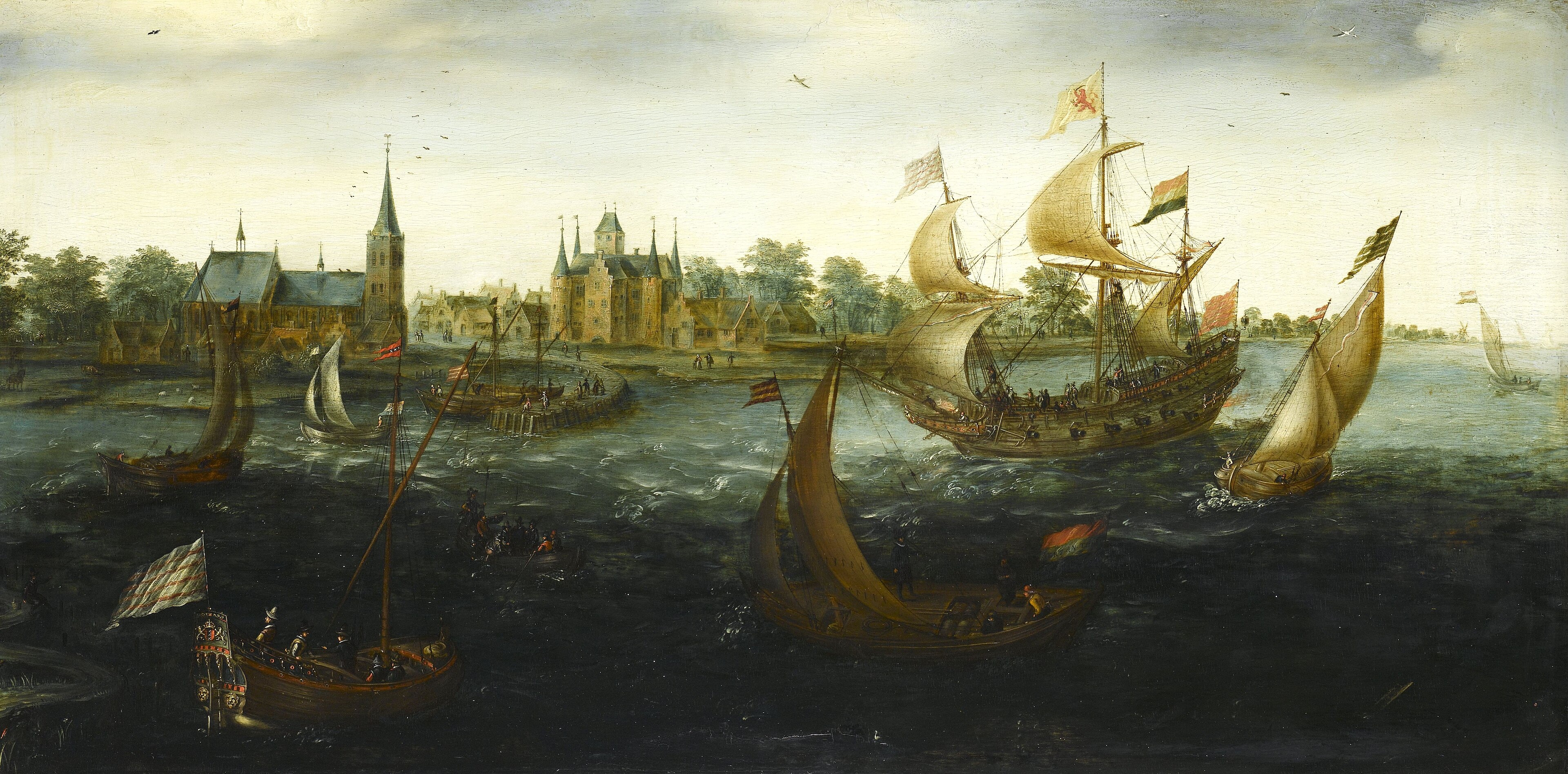 Ships off IJsselmonde by Aert Anthoniszoon