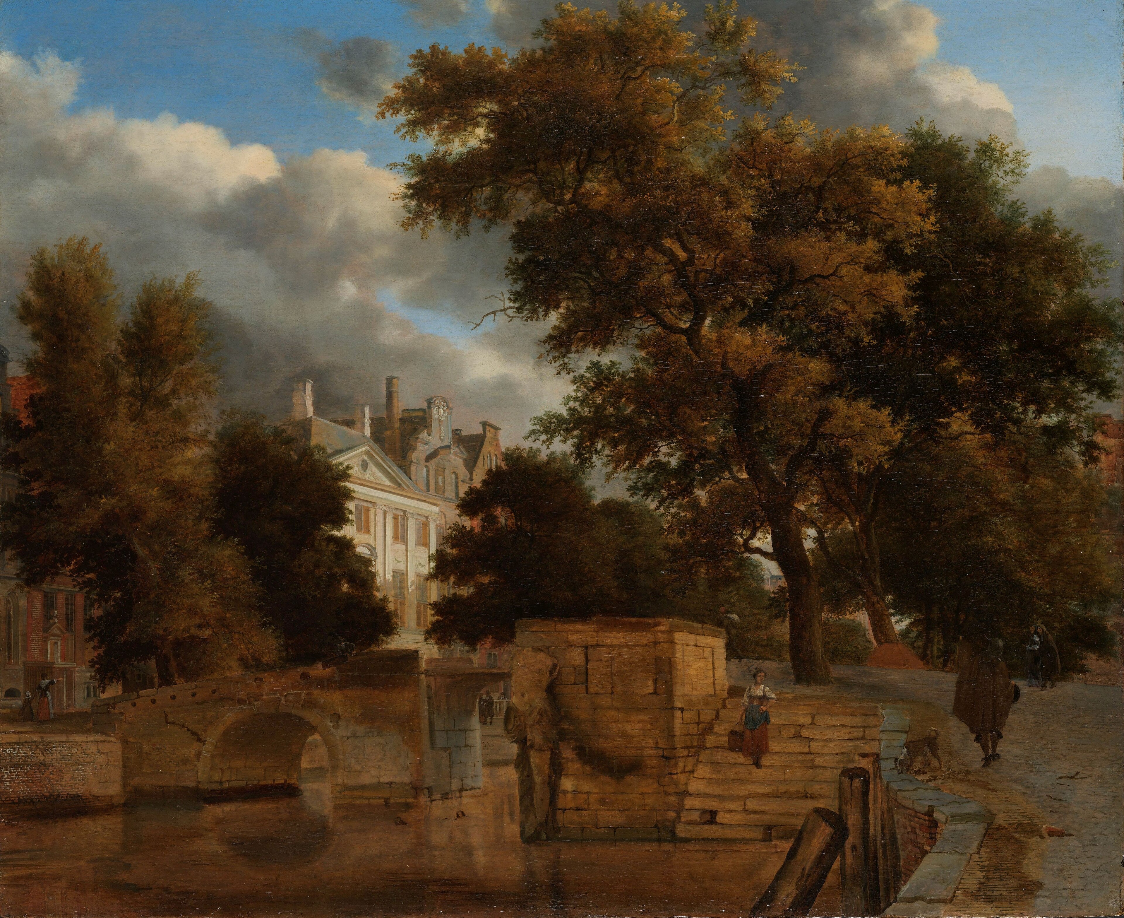 De stenen brug by Jan van der Heyden Jan van der Heyden died 1712-03-28 Adriaen van de Velde died 1672-01-21