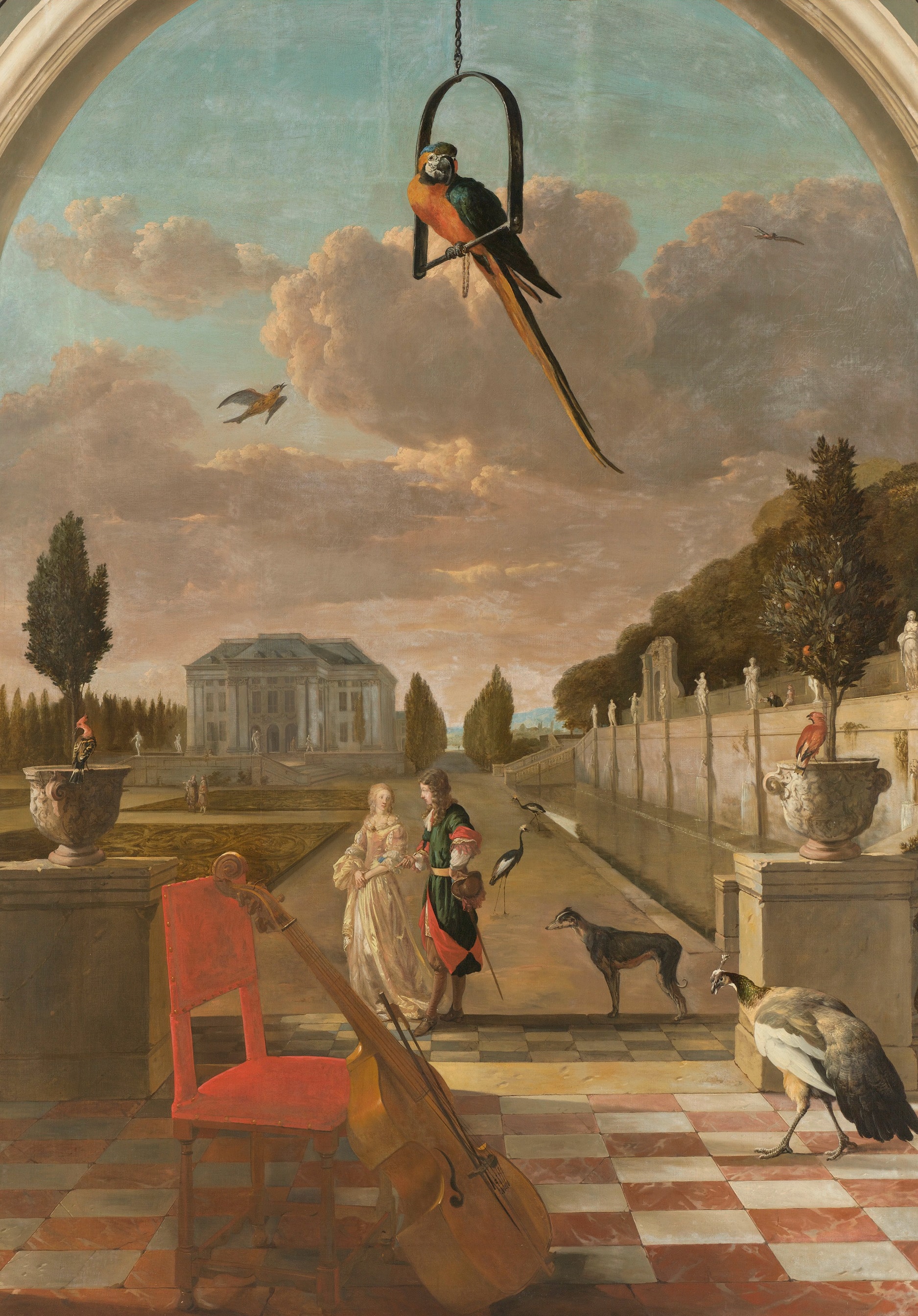 Park met buitenhuis by Jan Weenix