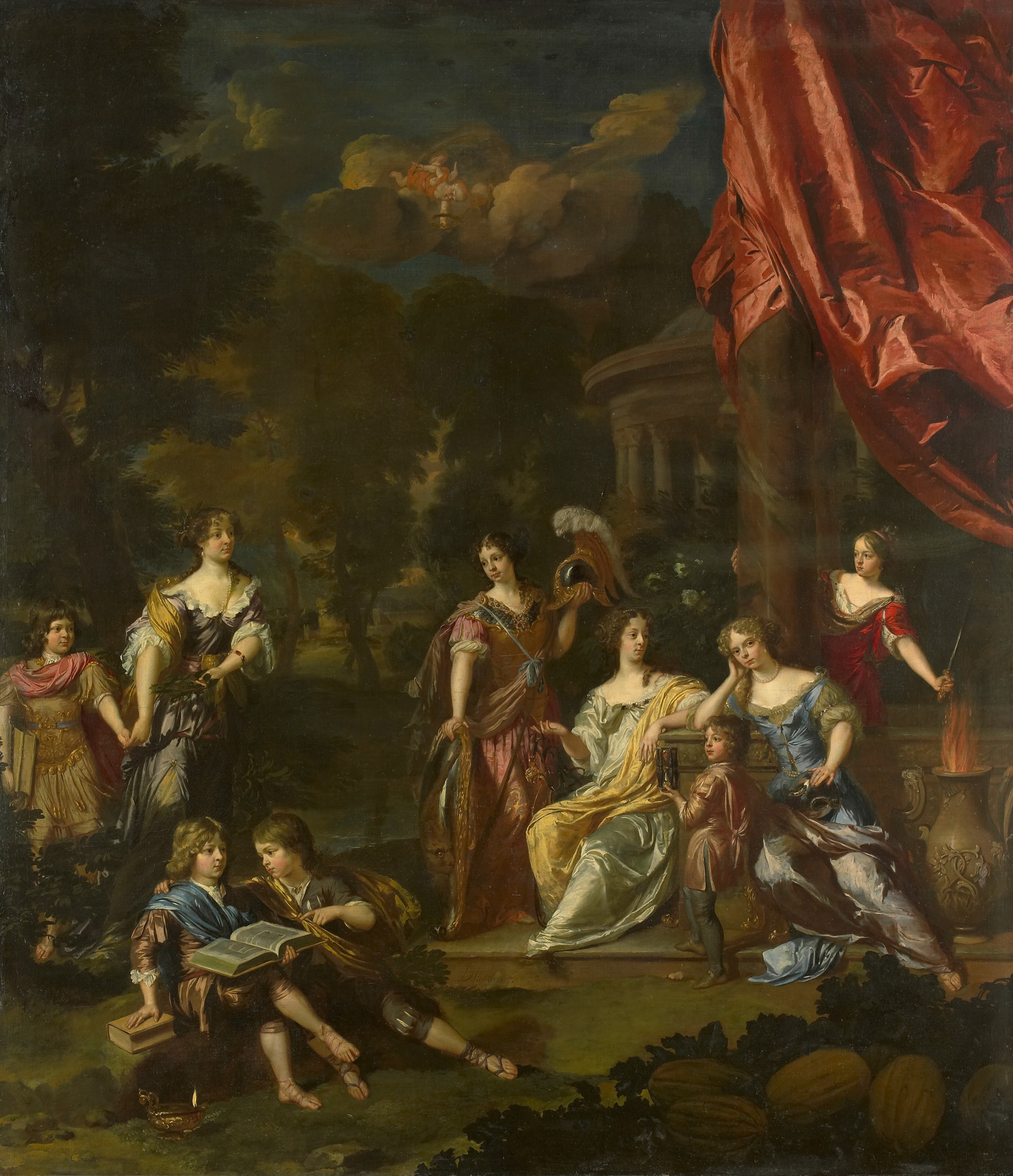 Allegoriserende portretgroep van de kinderen van Diederic Pietersz van Leyden (van Leeuwen), burgemeester van Leiden, en Alida Paets by Daniel Mijtens the Younger
