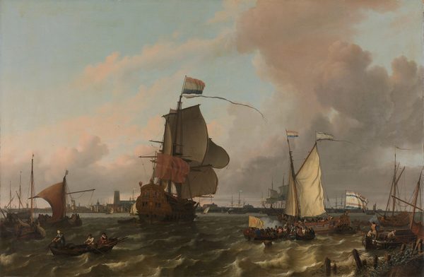 The Man-of-War Brielle on the River Maas off Rotterdam by Ludolf Bakhuizen