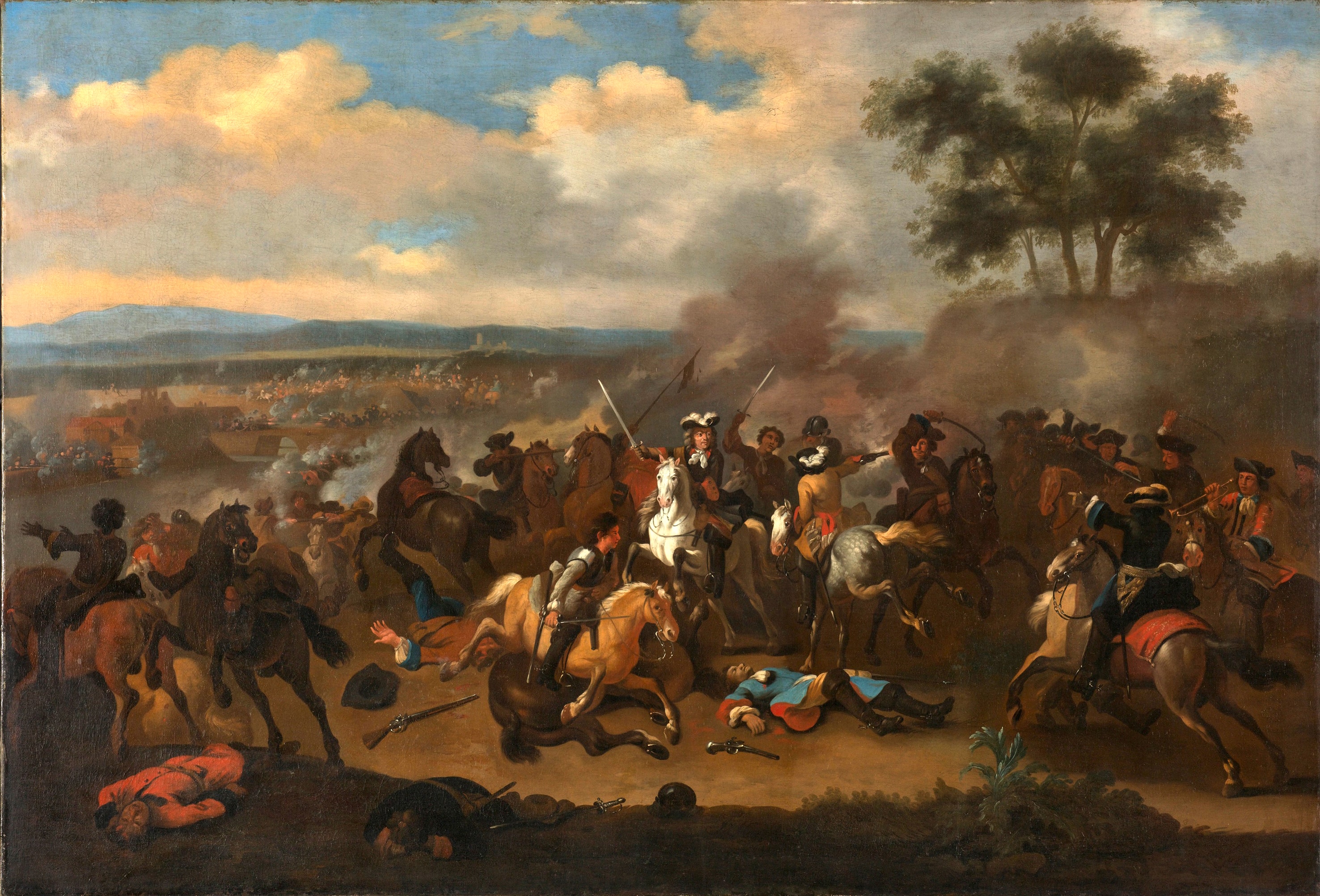 De slag aan de Boyne (Ierland) tussen Jacobus II en Willem III, 12 juli 1690 by Jan van Huchtenburgh
