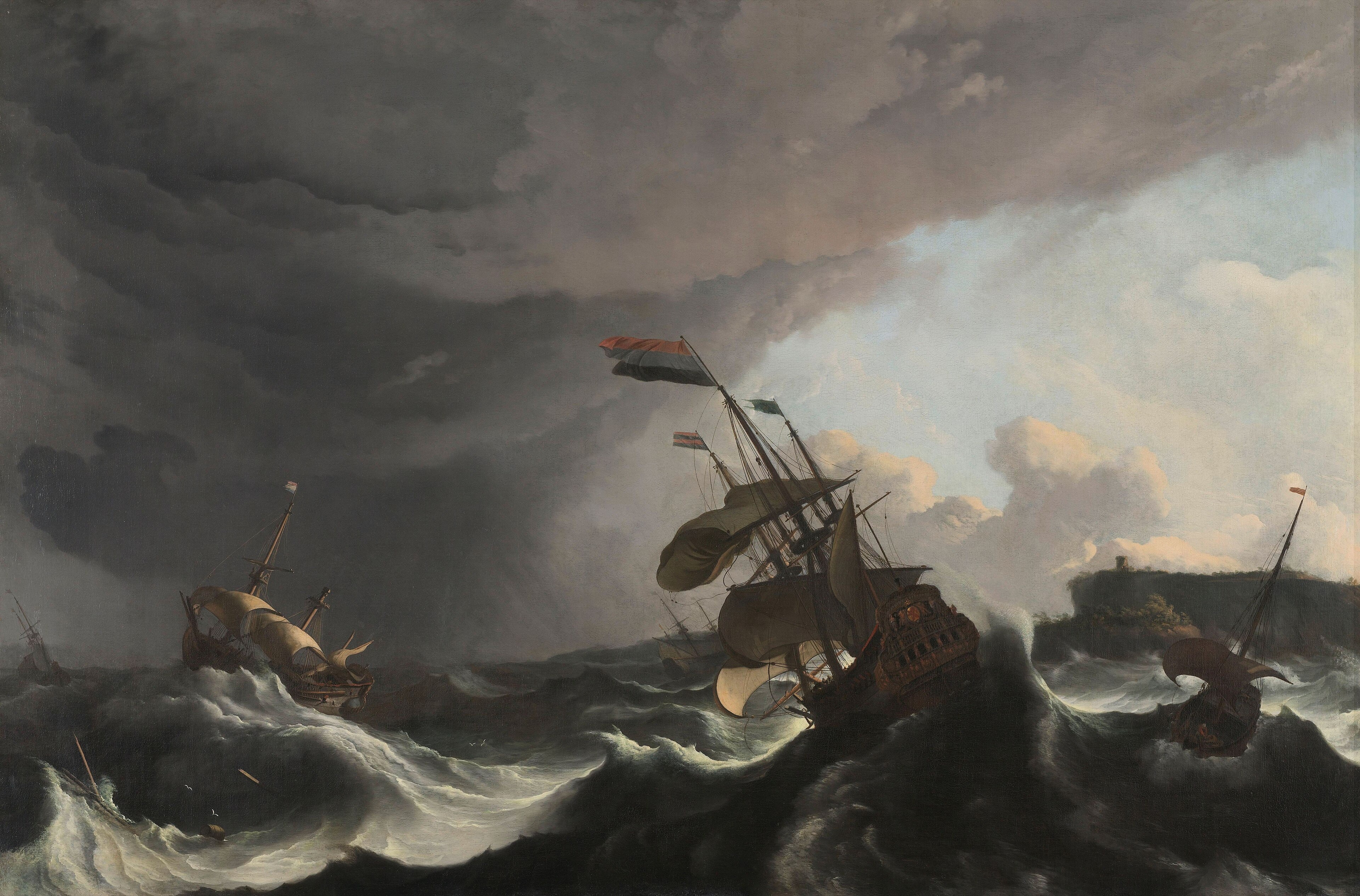 Warships in a Heavy Storm by Ludolf Bakhuizen