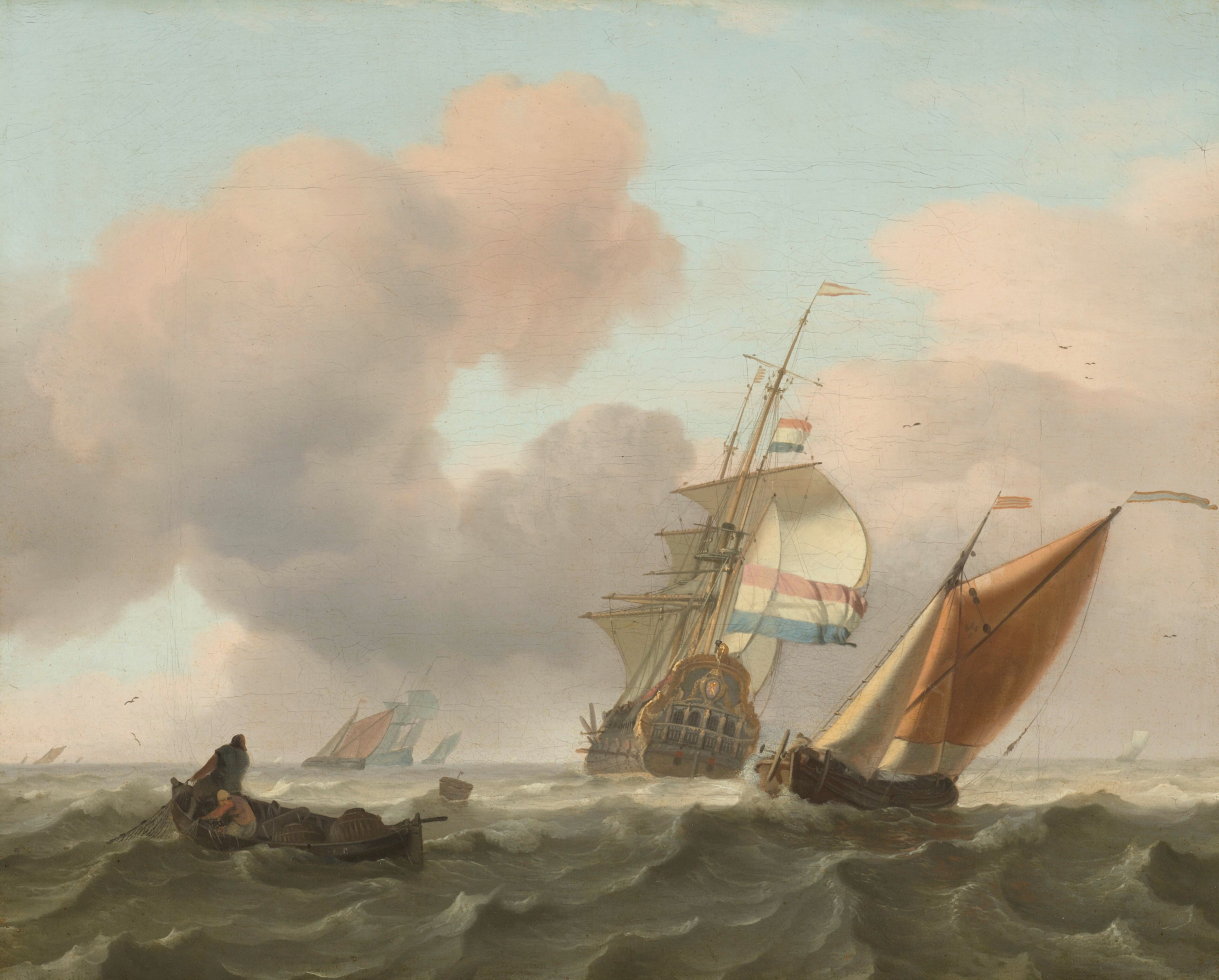 Rough sea with Ships by Ludolf Bakhuizen
