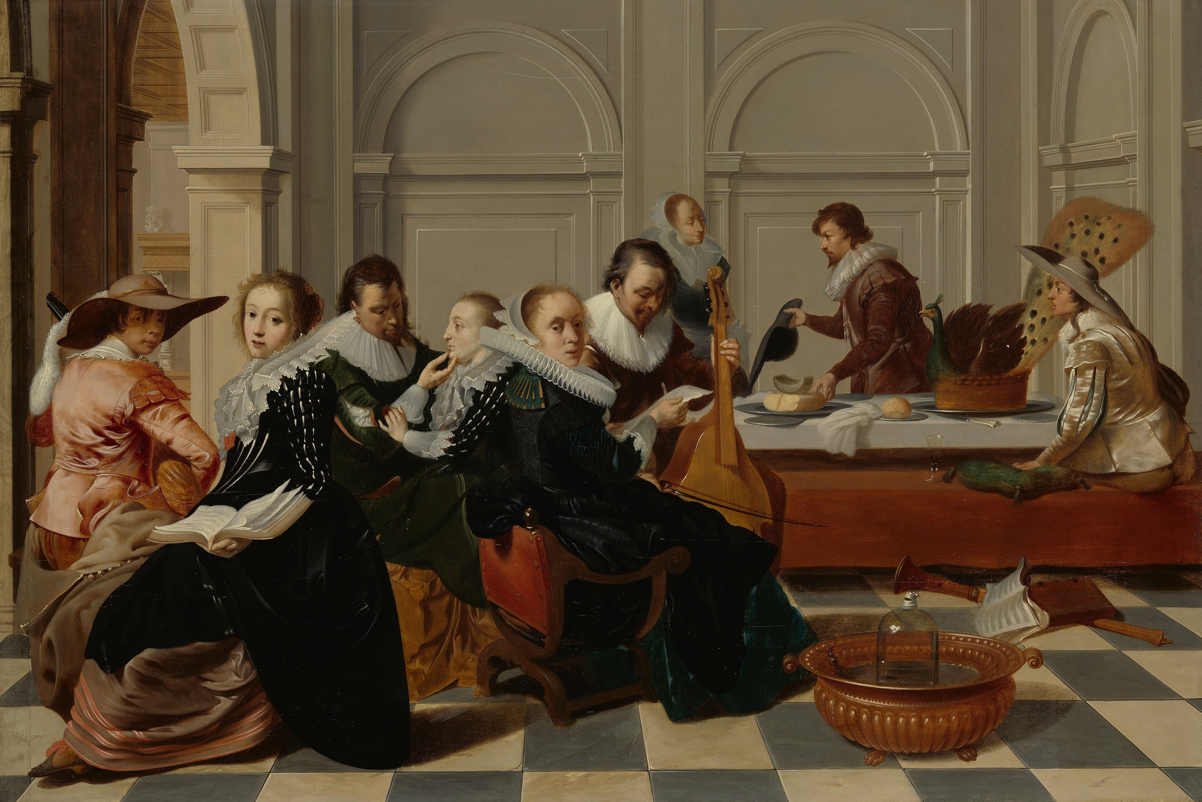 De muziekpartij by Anonymous Unknown author Willem Cornelisz. Duyster died 1635-01-31 Johann Liss died 1629