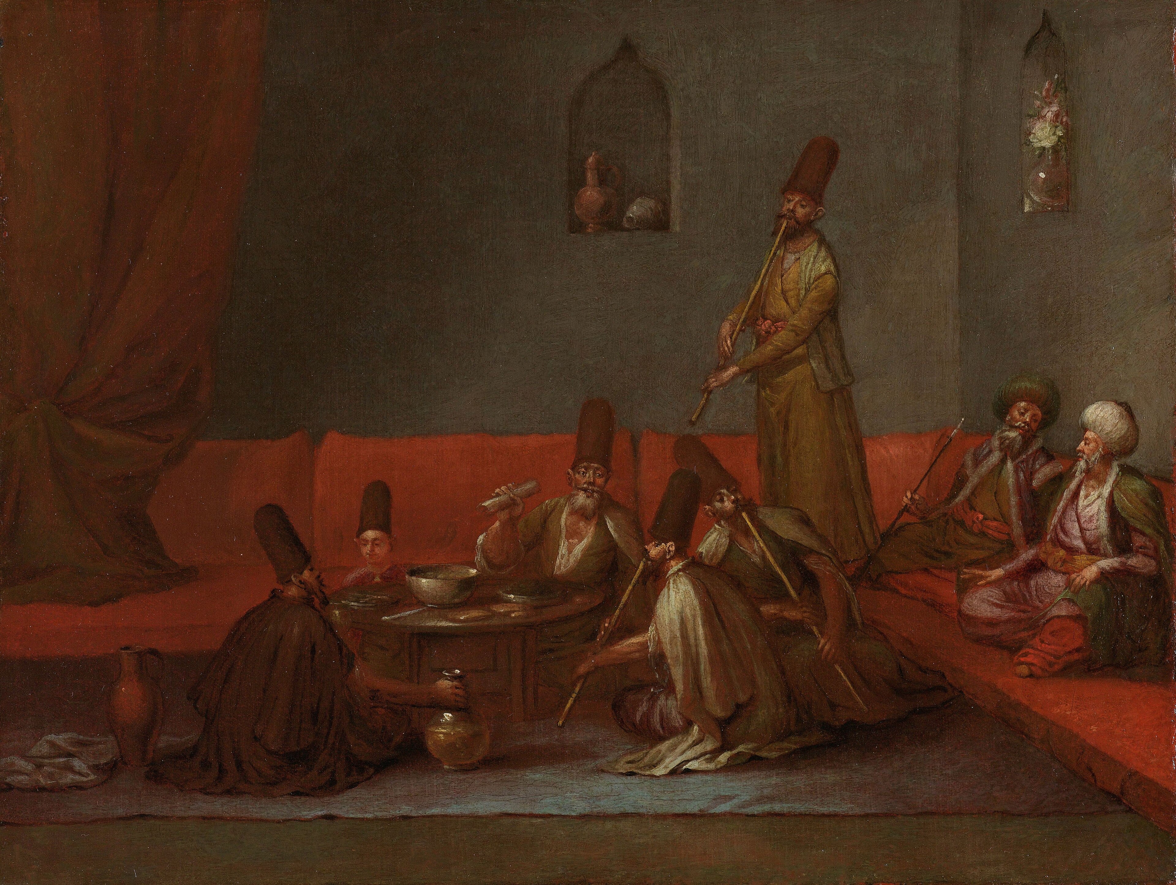 Derwisjen aan de maaltijd by Jean Baptiste Vanmour