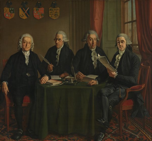 De vier oppercommissarissen der Walen te Amsterdam by Wybrand Hendricks