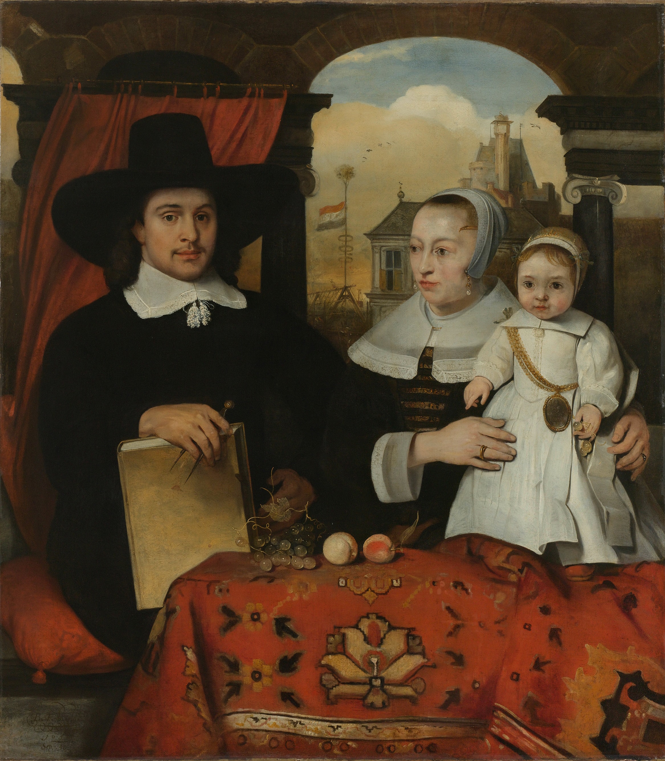 Willem van der Helm (ca 1625-75). Stadsbouwmeester van Leiden, met zijn vrouw Belytgen Cornelisdr van de Schelt en hun zoontje Leendert by Barent Fabritius