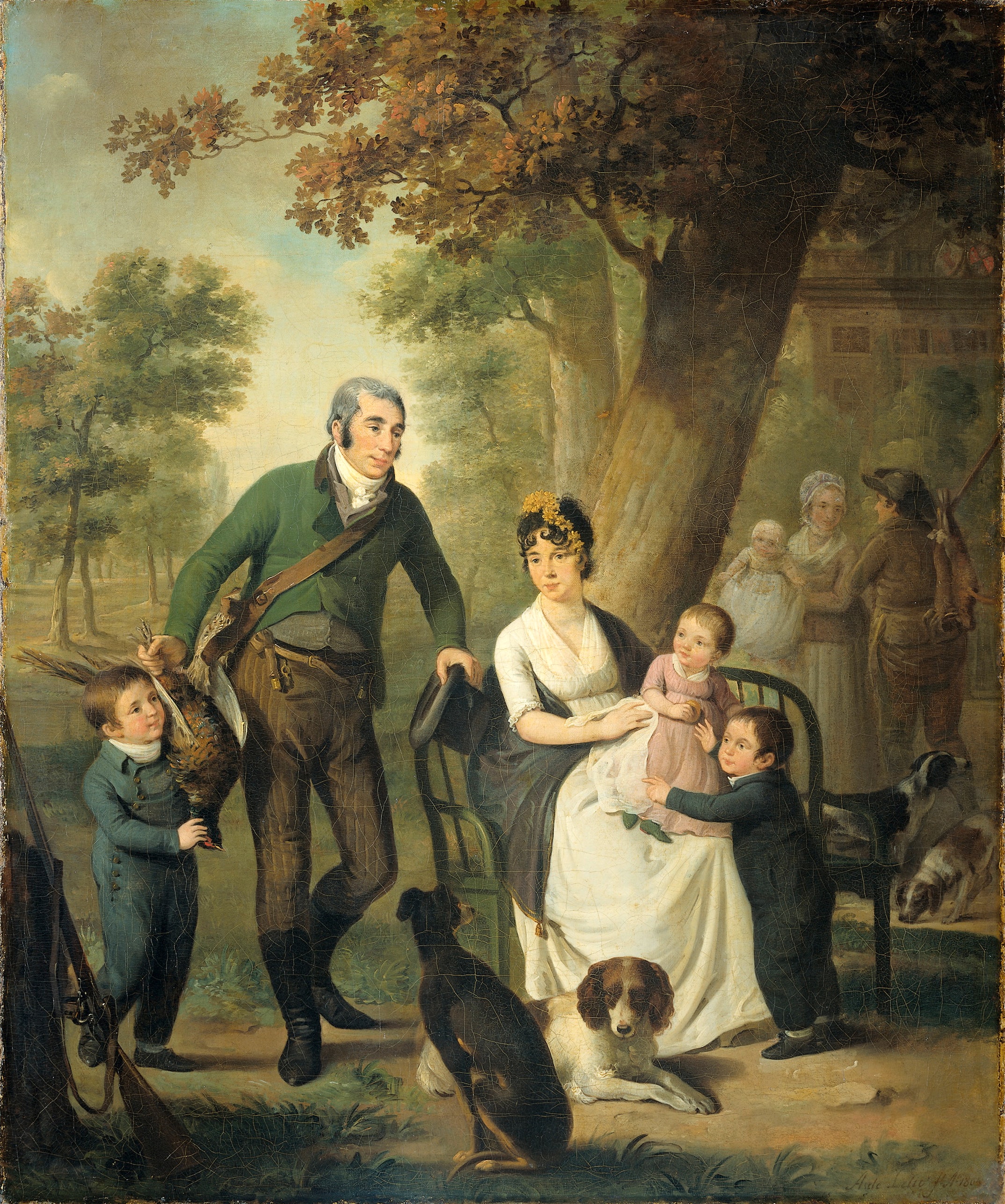 Jonkheer Gijsbert Carel Rutger Reinier van Brienen van Ramerus (1771-1821), met zijn vrouw en vier van hun kinderen by Adriaan de Lelie