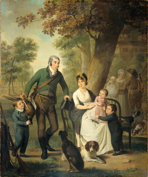 Jonkheer Gijsbert Carel Rutger Reinier van Brienen van Ramerus (1771-1821), met zijn vrouw en vier van hun kinderen by Adriaan de Lelie
