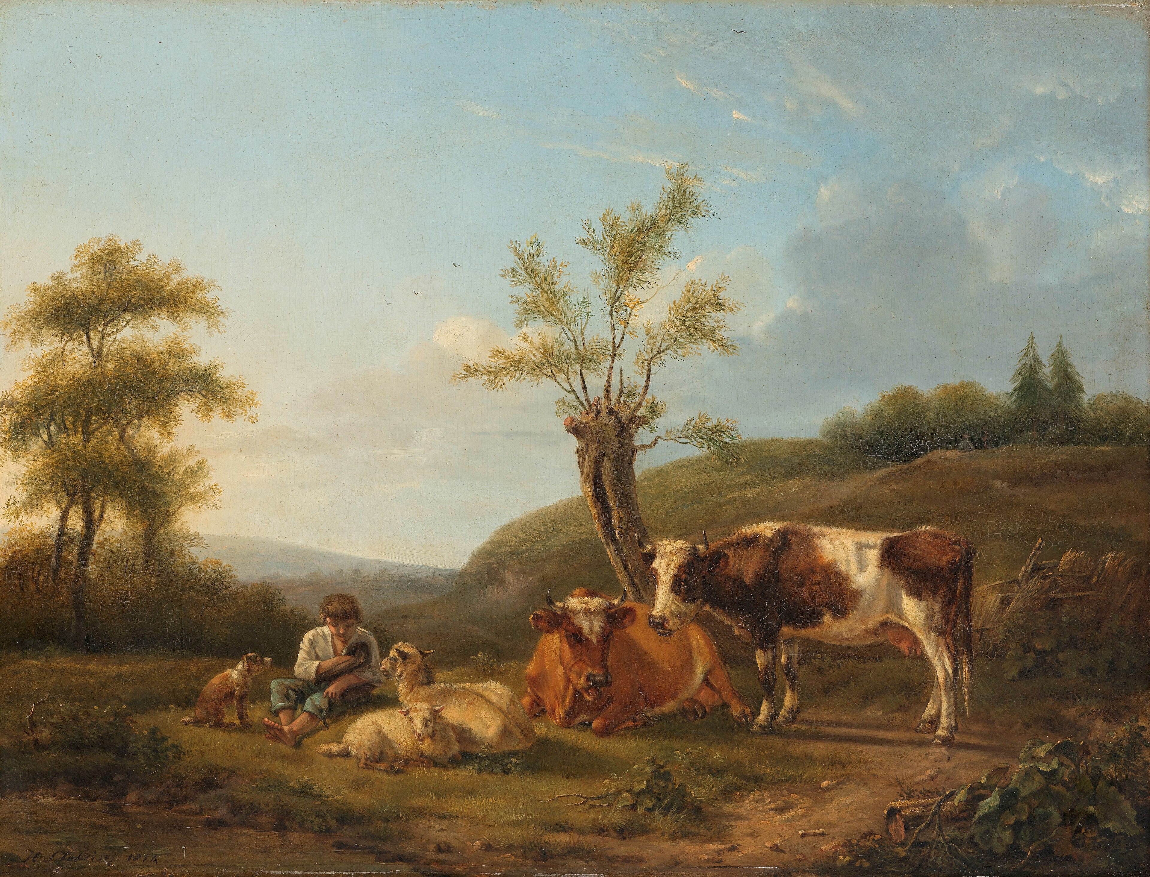 Landschap met vee bij Darthuizen by Hendrik Stokvisch