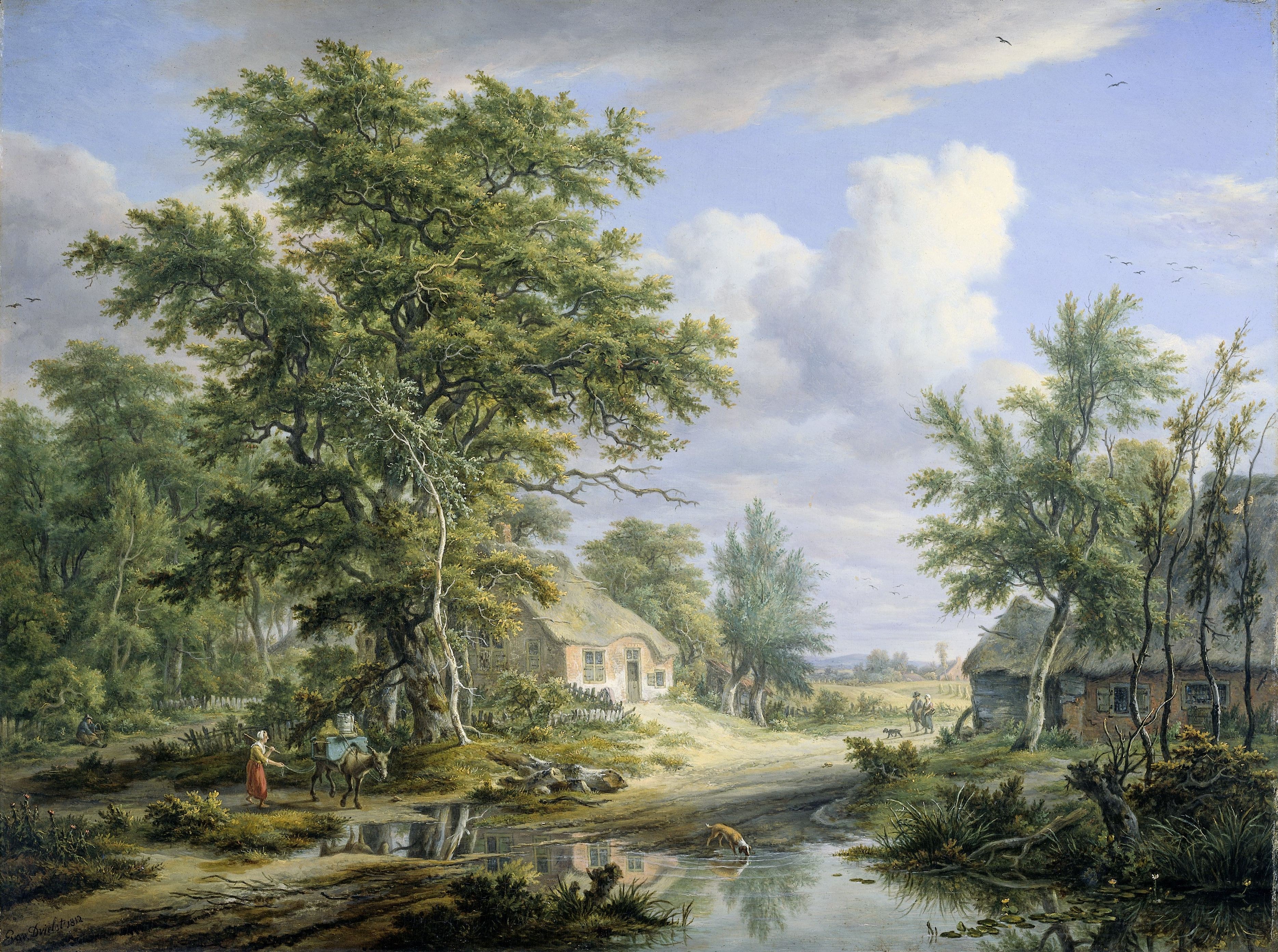 Farms at the Edge of a Forest by Egbert van Drielst