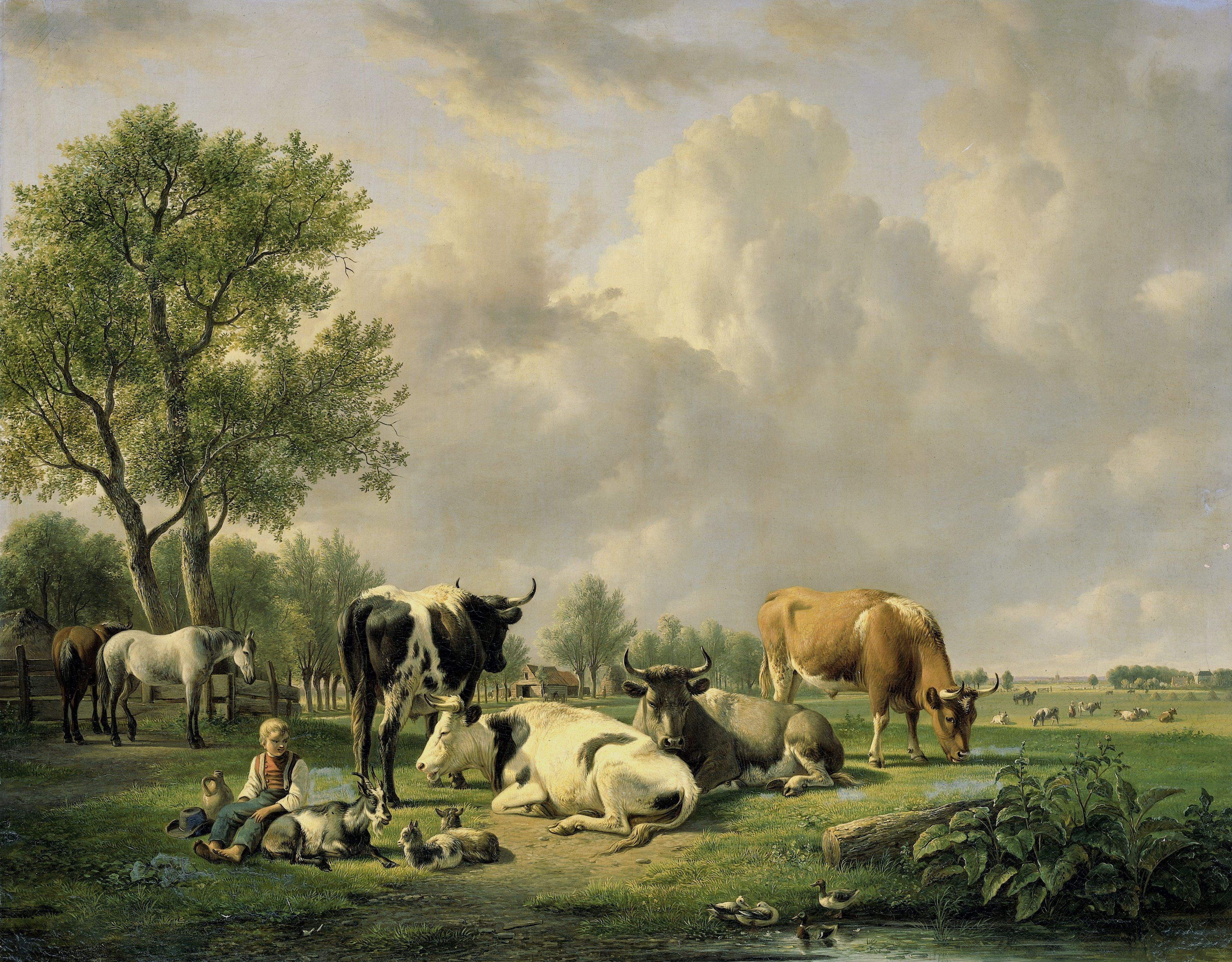Weide met vee by Jan van Ravenswaay