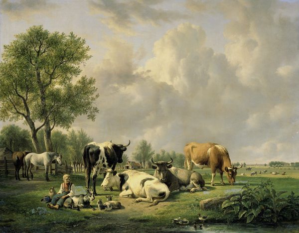 Weide met vee by Jan van Ravenswaay