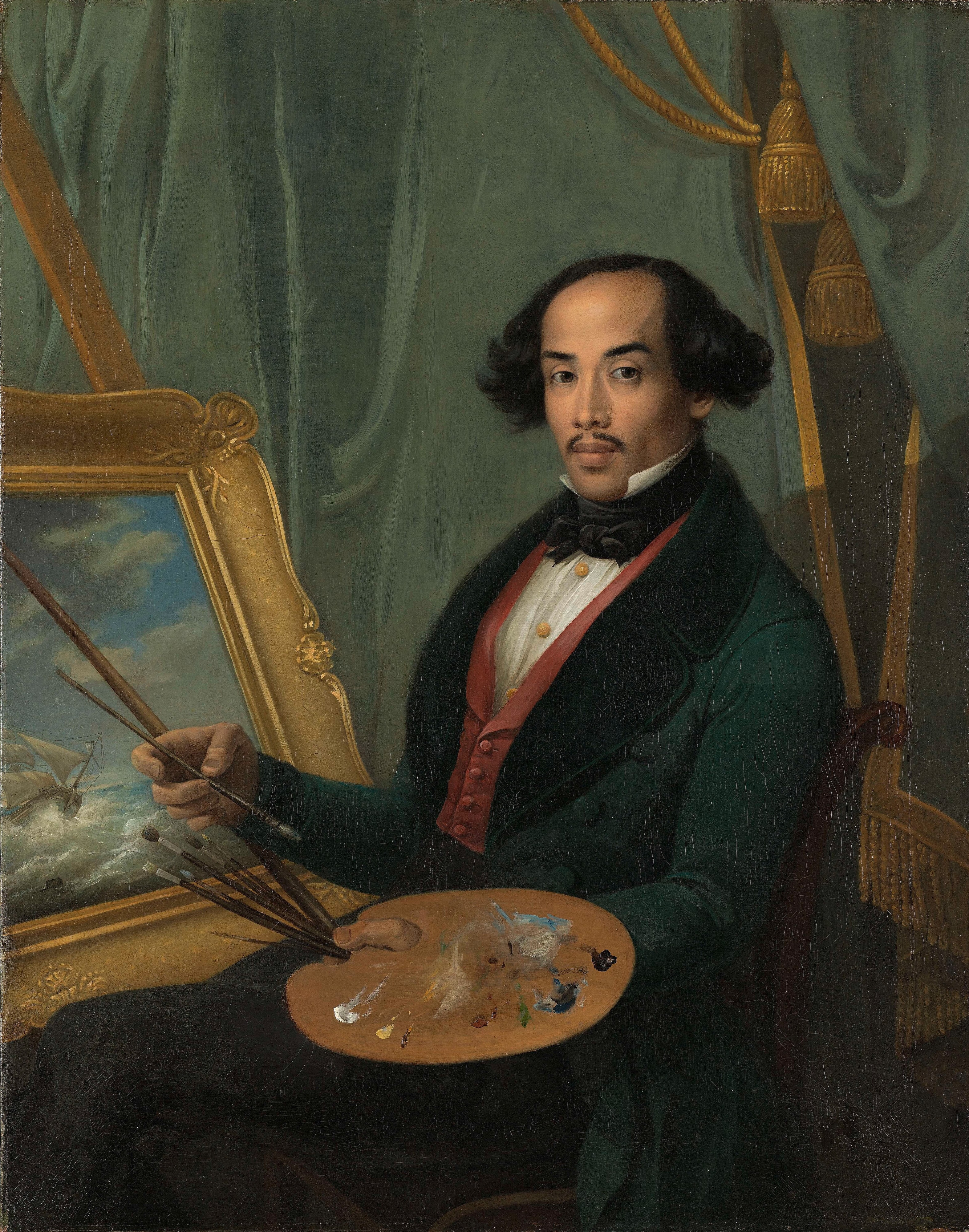Portrait of Raden Saleh (1811-1880), painter by Friedrich Carl Albert Schreuel