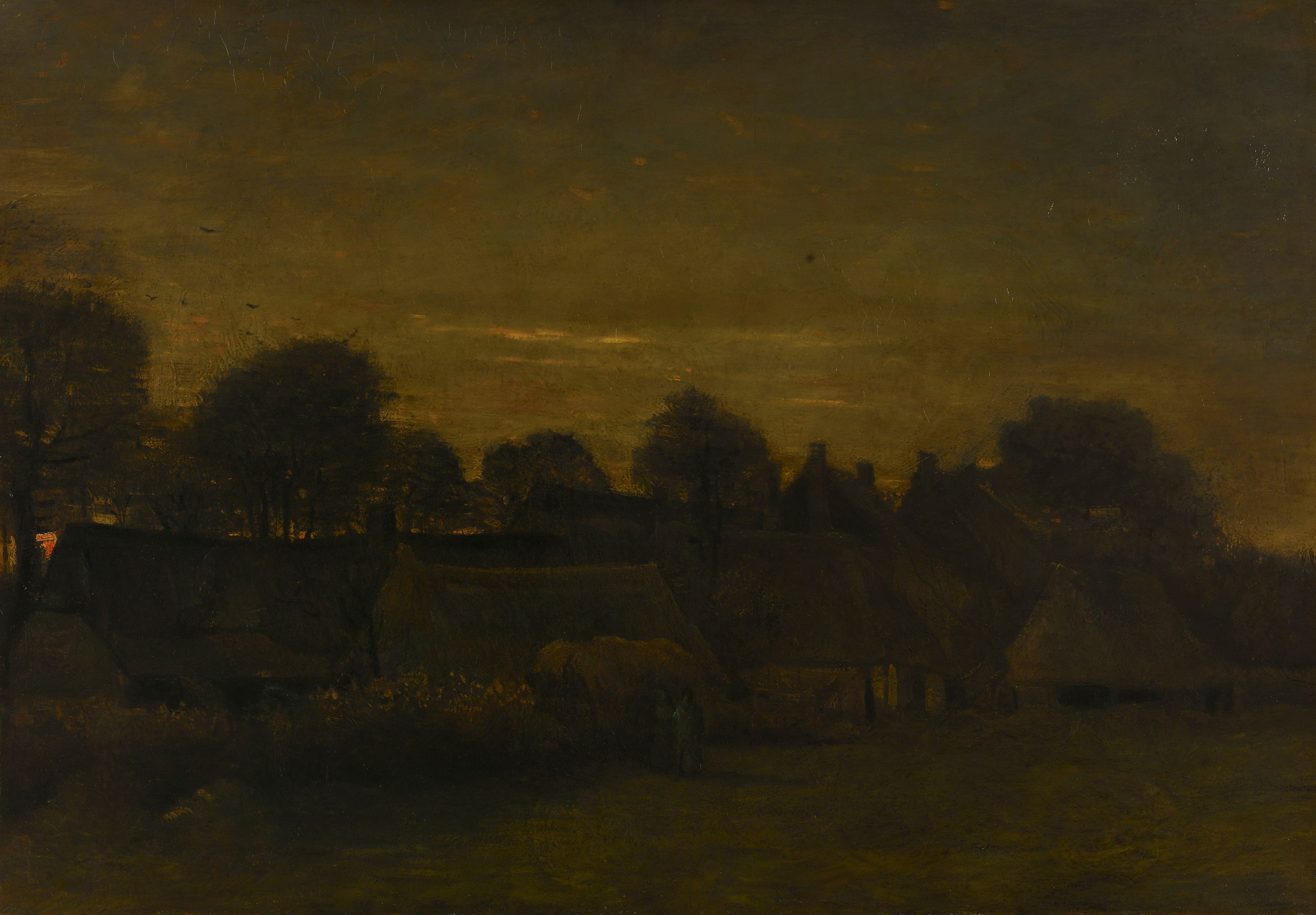 Farming Village at Twilight, 1884 1885-10, by Vincent van Gogh