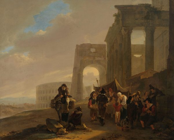Volksscène tussen Romeinse ruïnes by Jan Both