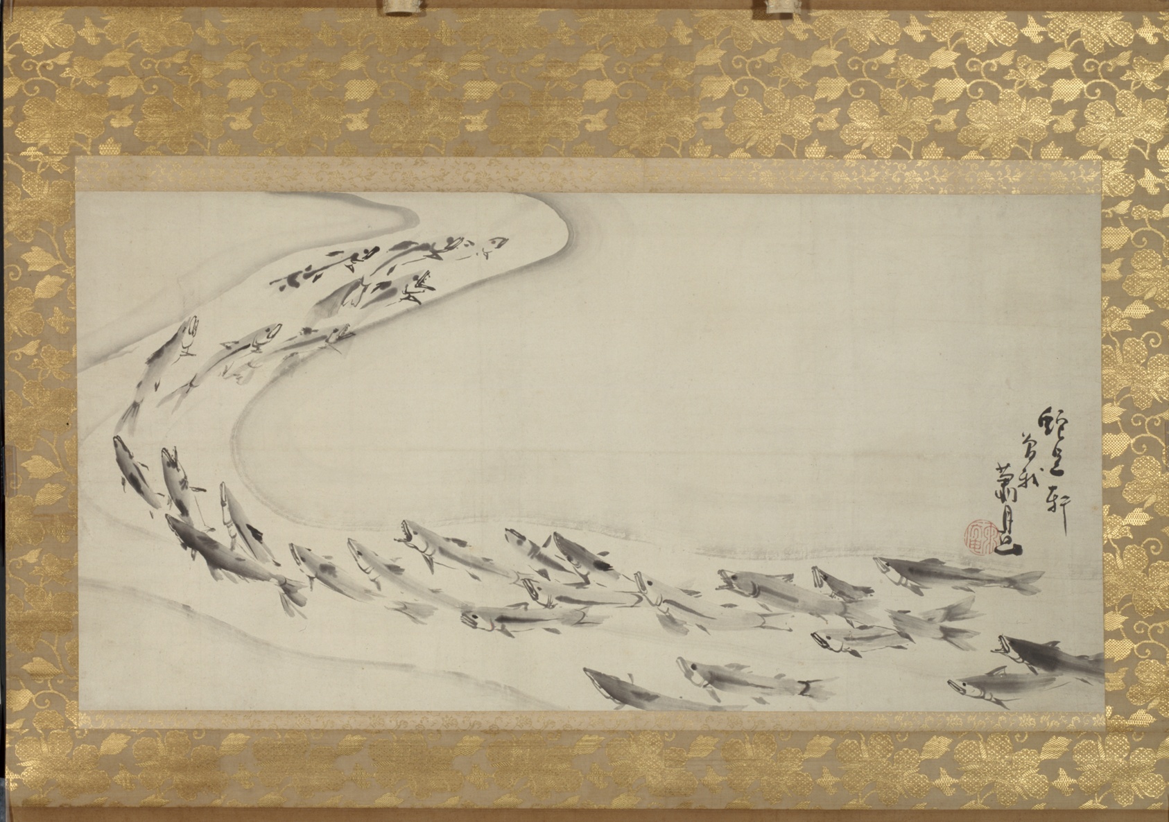 A work made of hanging scroll; ink on paper.