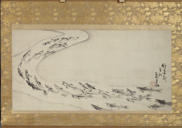 A work made of hanging scroll; ink on paper.