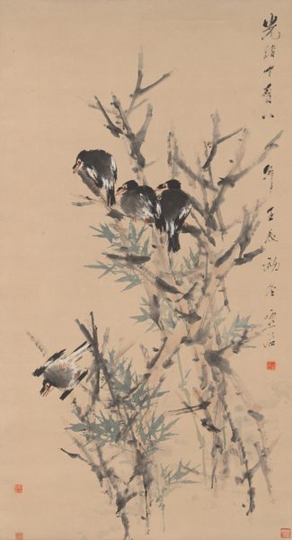 A work made of hanging scroll; ink and colors on paper.