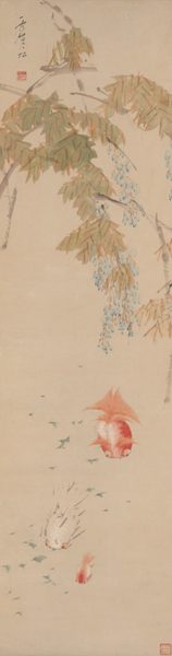A work made of hanging scroll; ink and colors on paper.