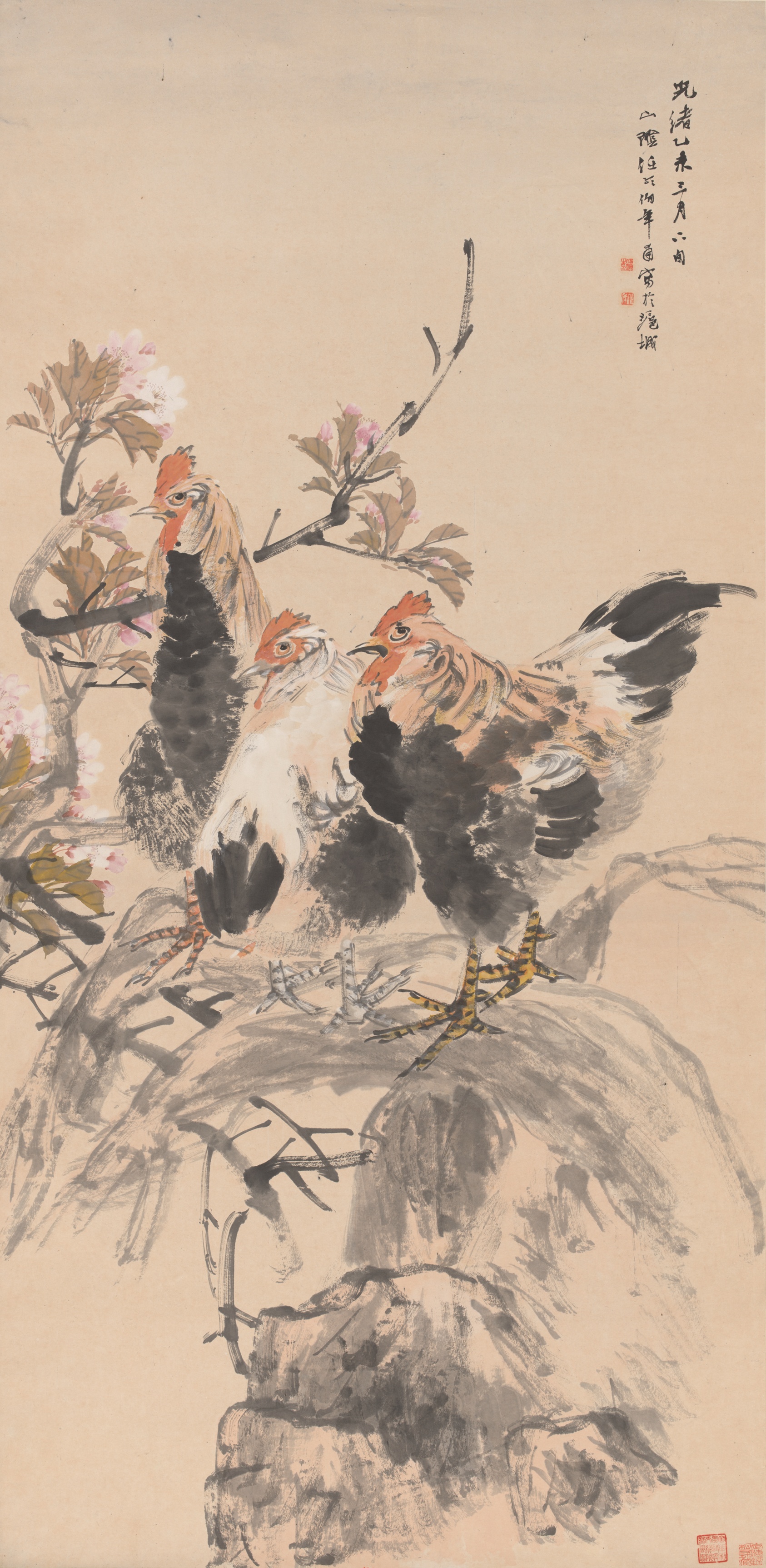 A work made of hanging scroll; ink and colors on paper.