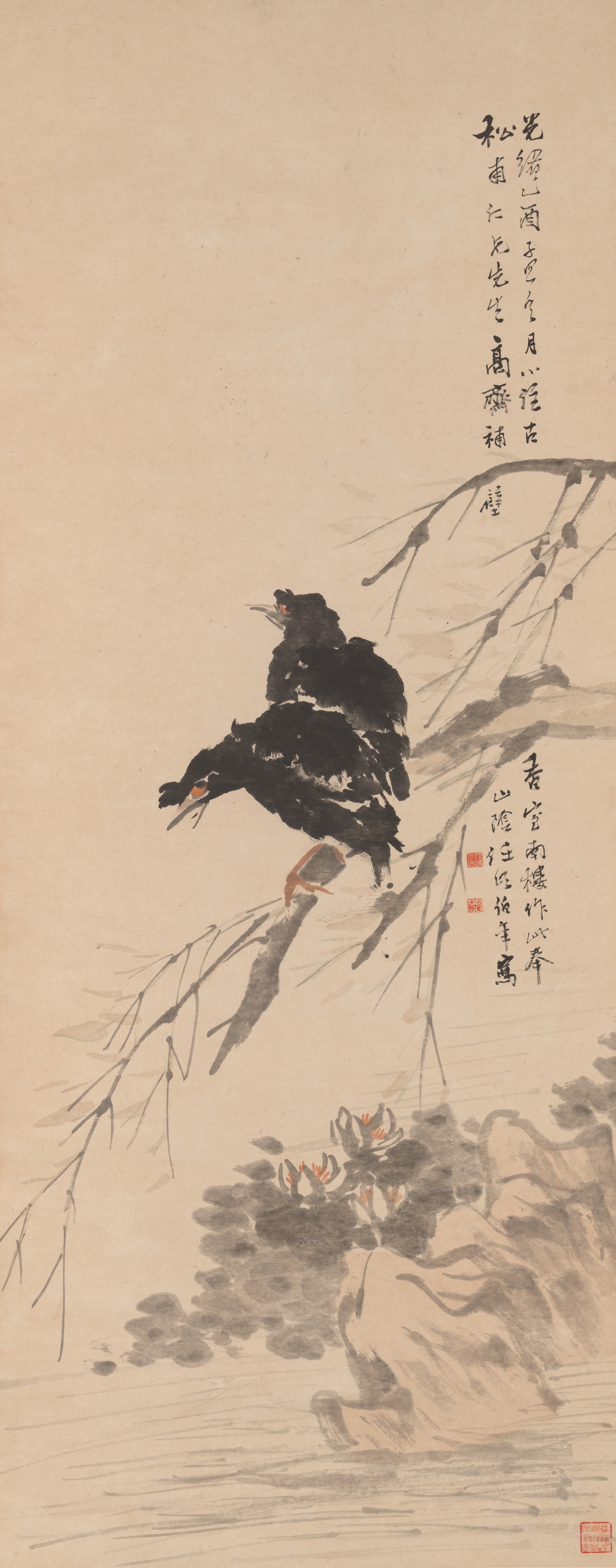 A work made of hanging scroll; ink and colors on paper.
