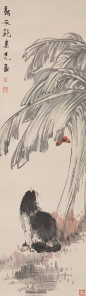 A work made of hanging scroll; ink and color on paper.